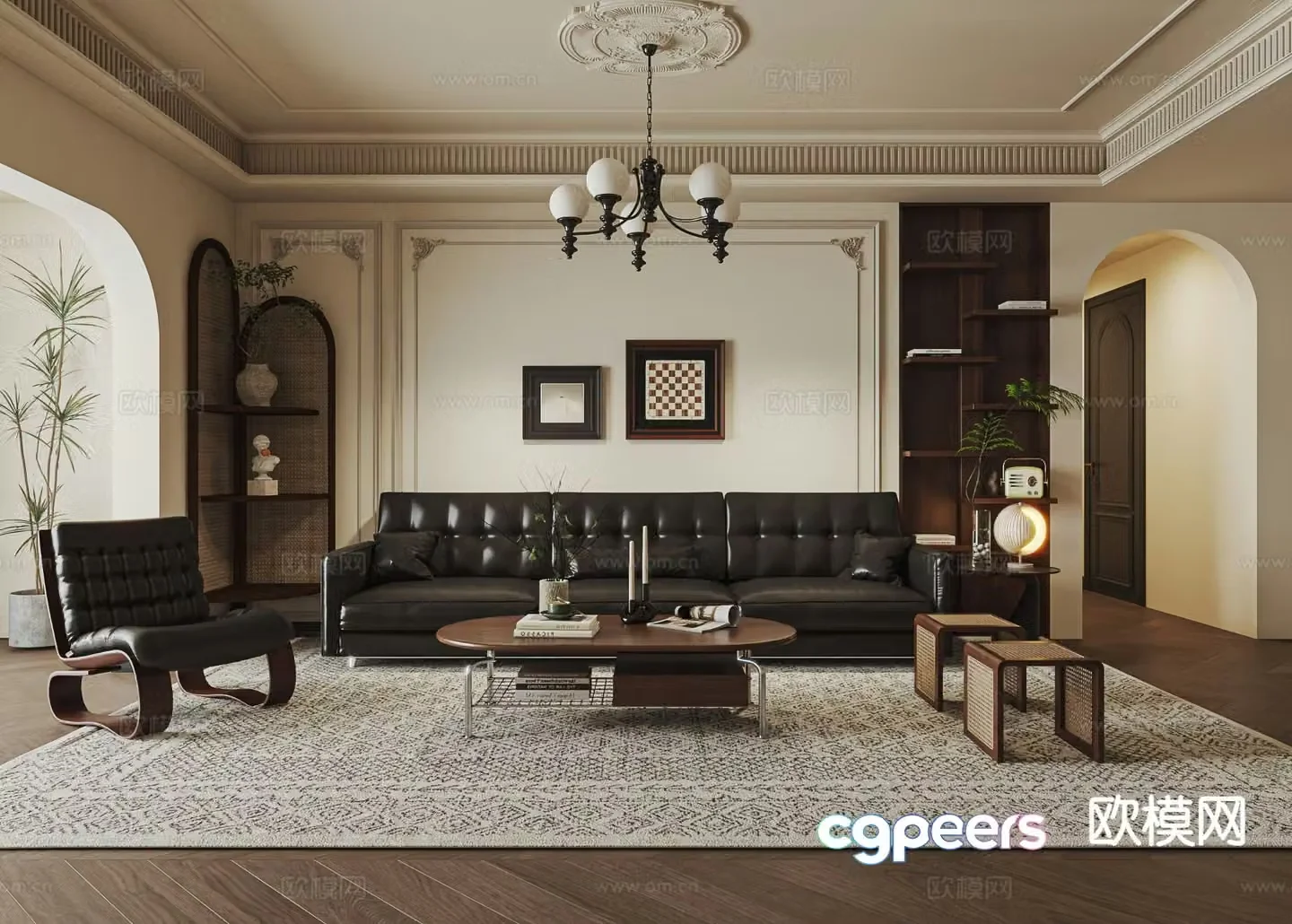 French retro living room 3d model