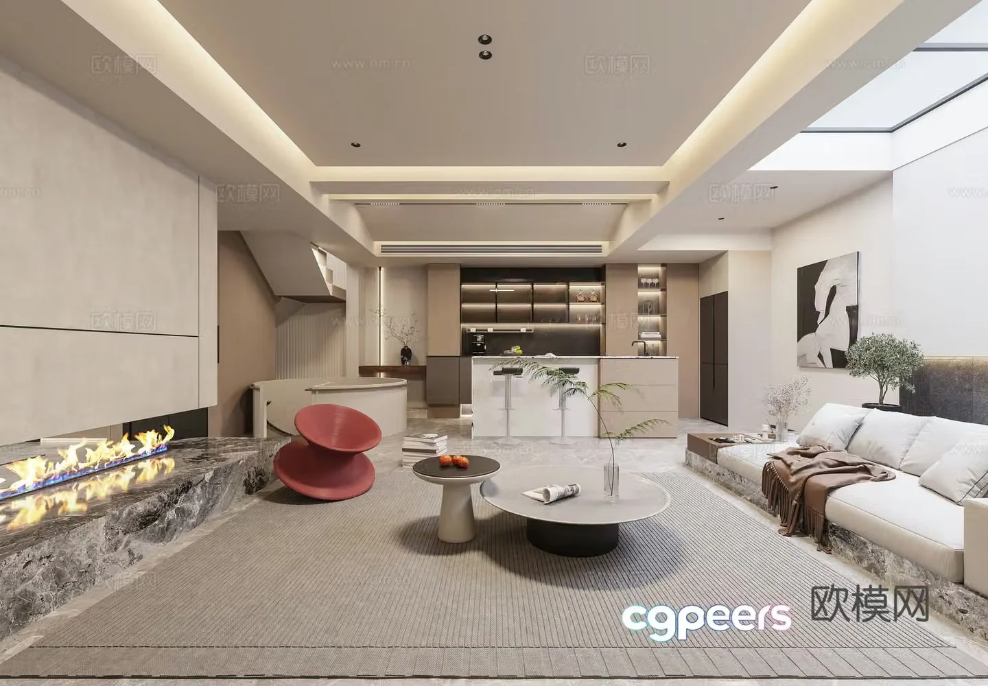 Modern basement 3d model