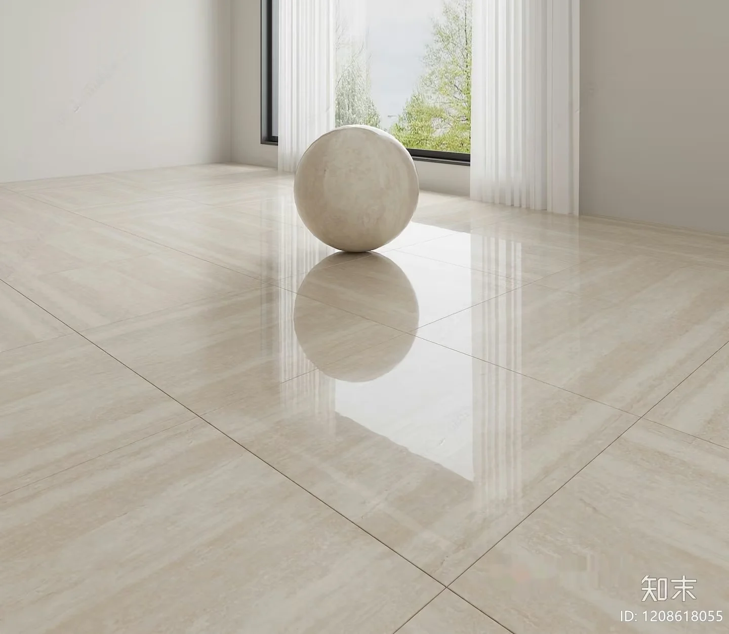 A Large White Marble Ball 3D Model – 5829 – VRAY Render