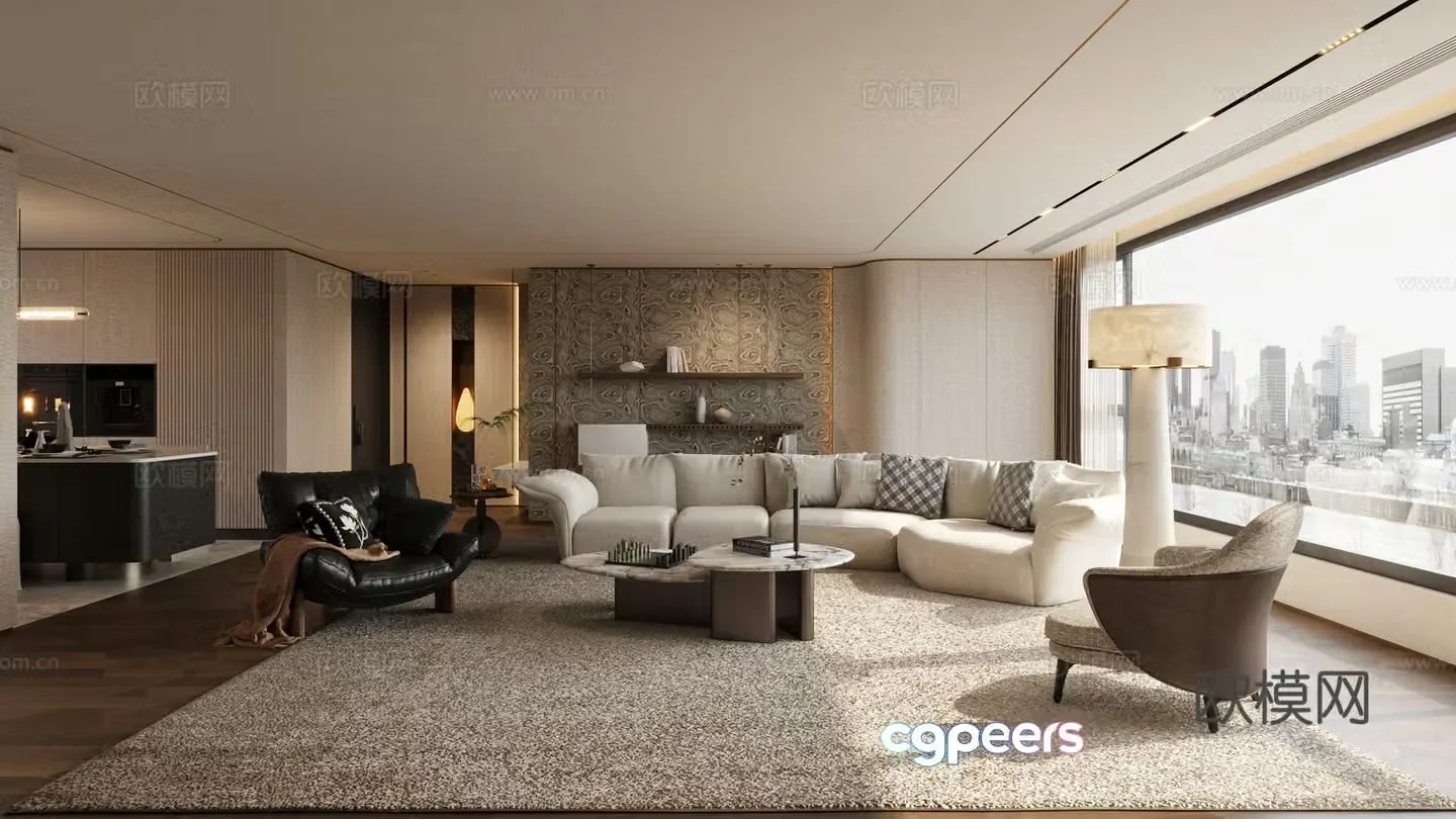 Modern home living room Haipaifeng living room large apartment living room horizontal living room 3D model