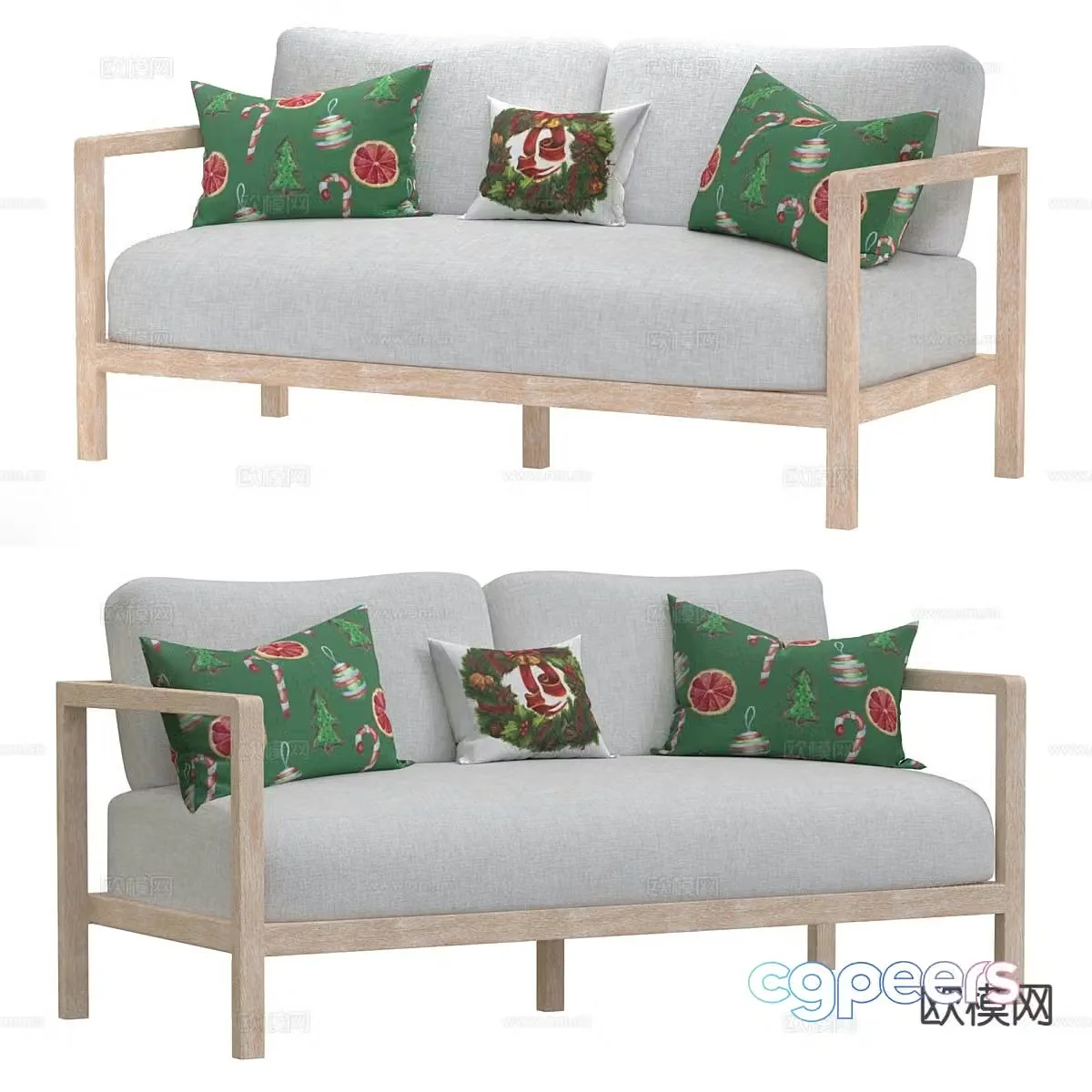 Modern double sofa armrest sofa 3d model