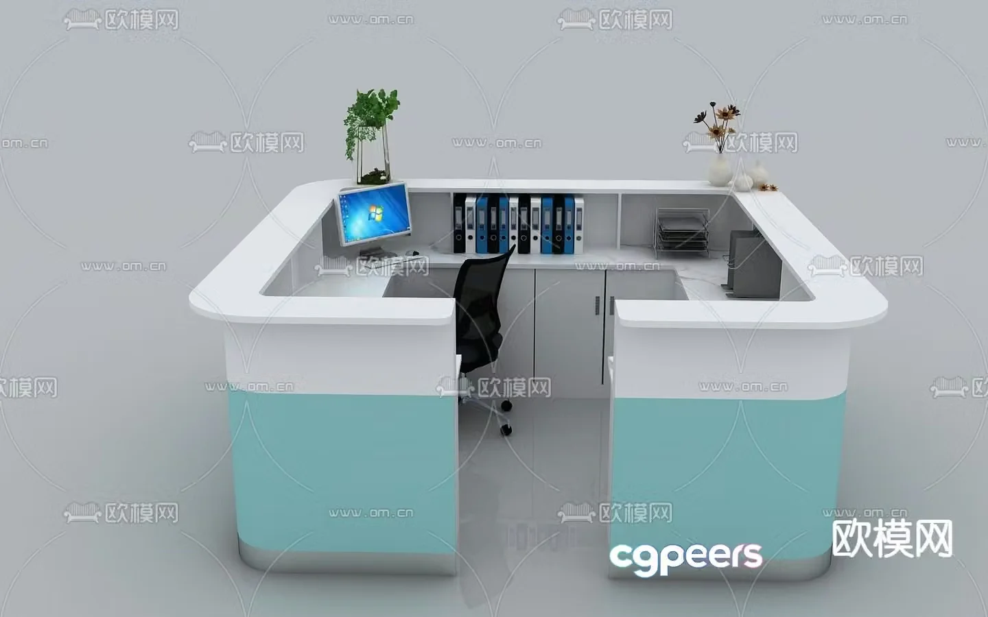 Nurse station front desk service desk reception desk 3d model