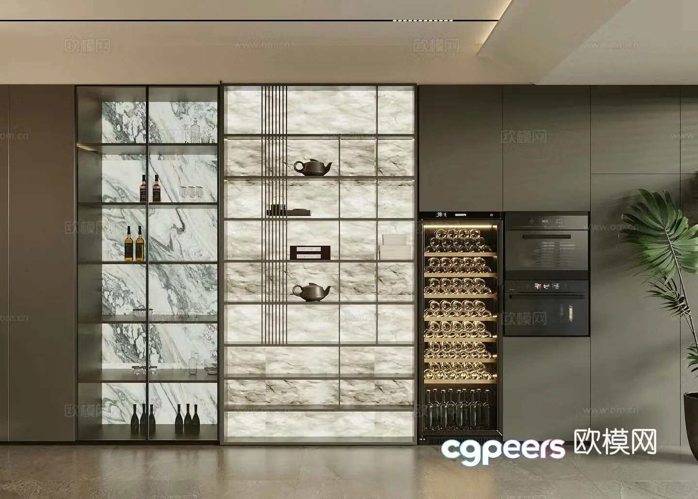 Modern Italian wine cabinet luminous wine cabinet translucent stone wine cabinet sideboard glass wine cabinet wine cabinet 3d model