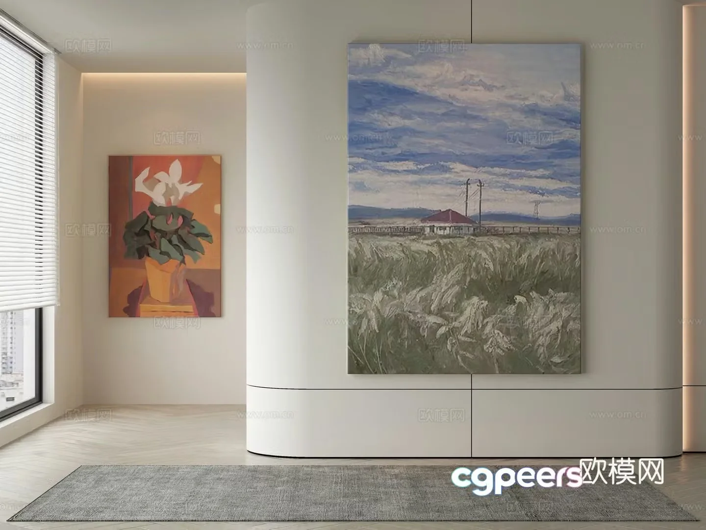 Modern landscape painting decorative painting 3d model