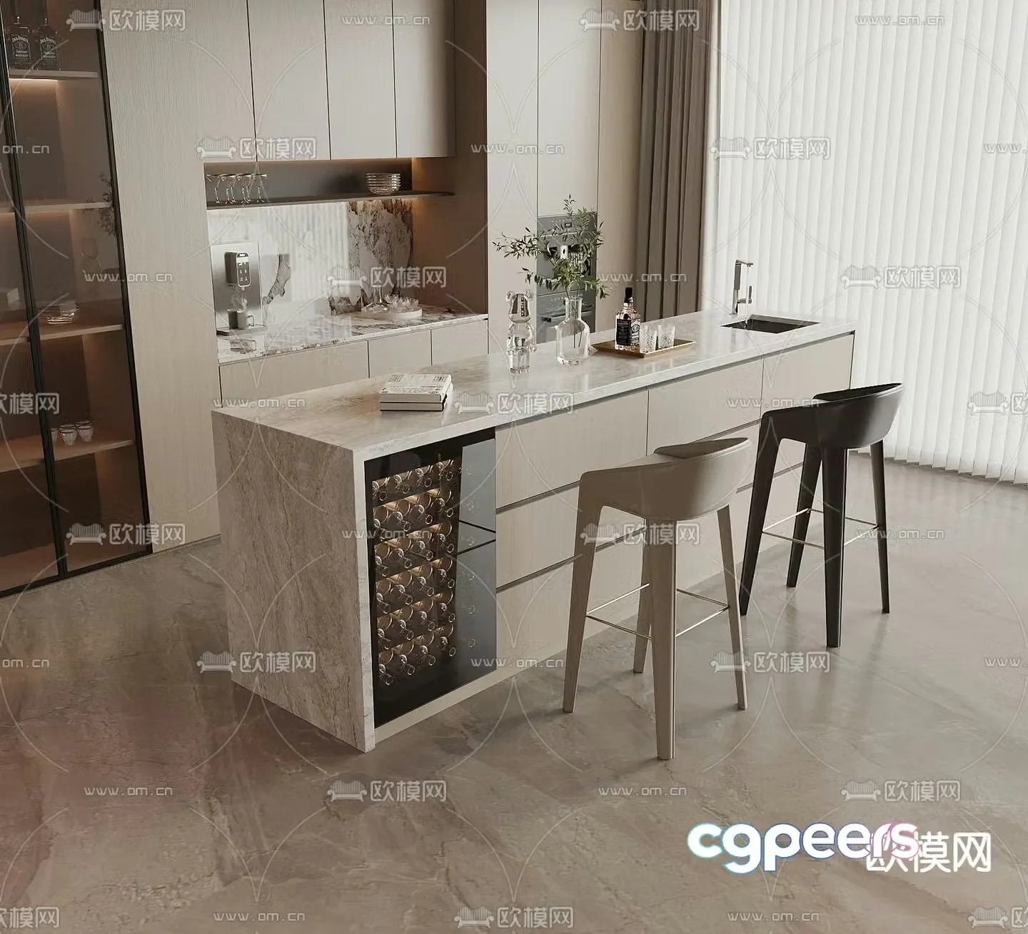 Modern bar island water bar 3D model