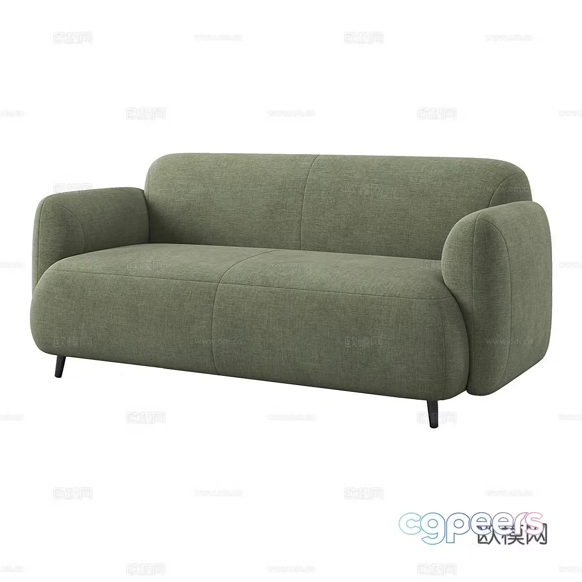 Modern cream style fabric double sofa 3d model