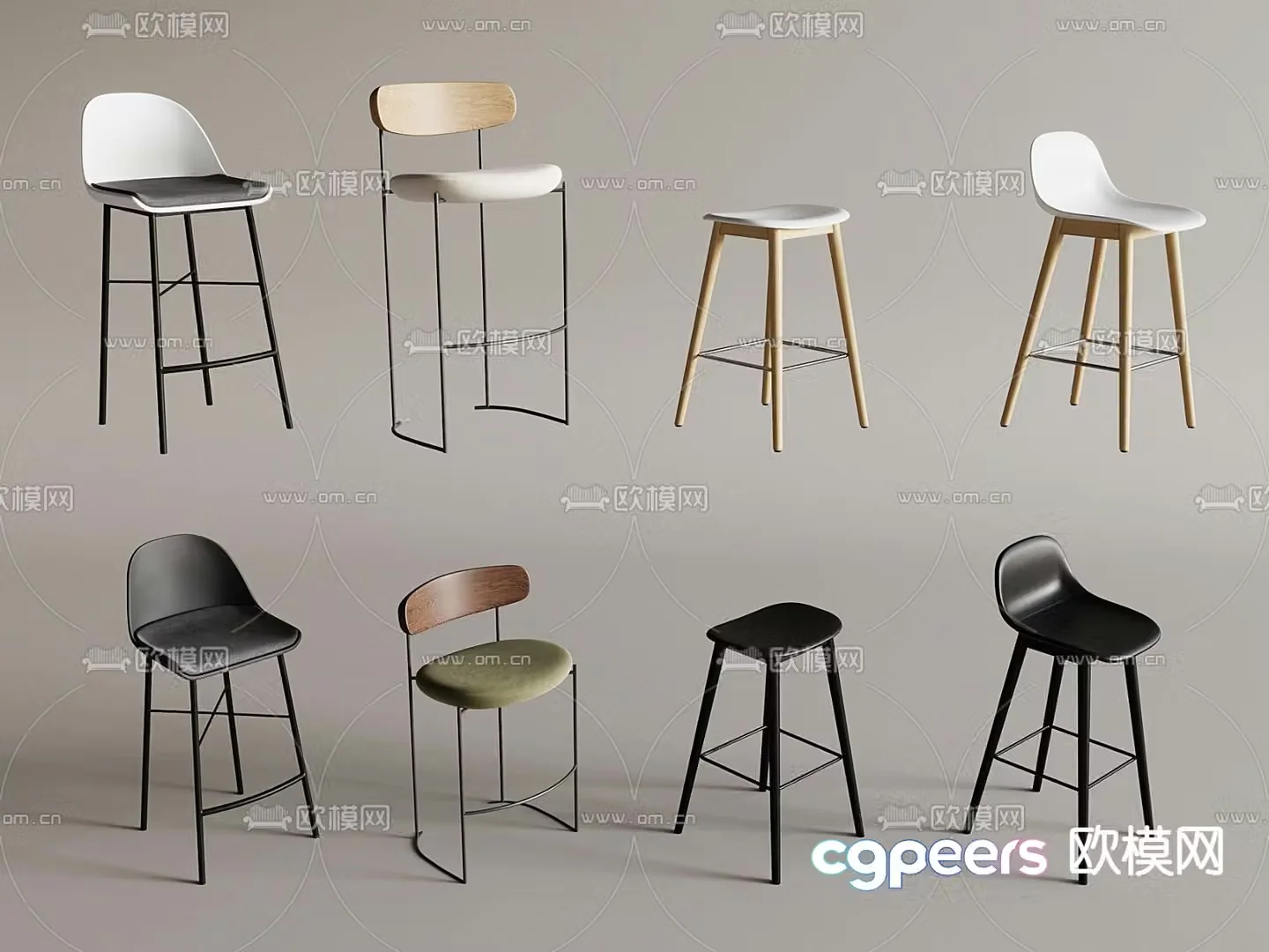 Modern bar chair high chair 3d model