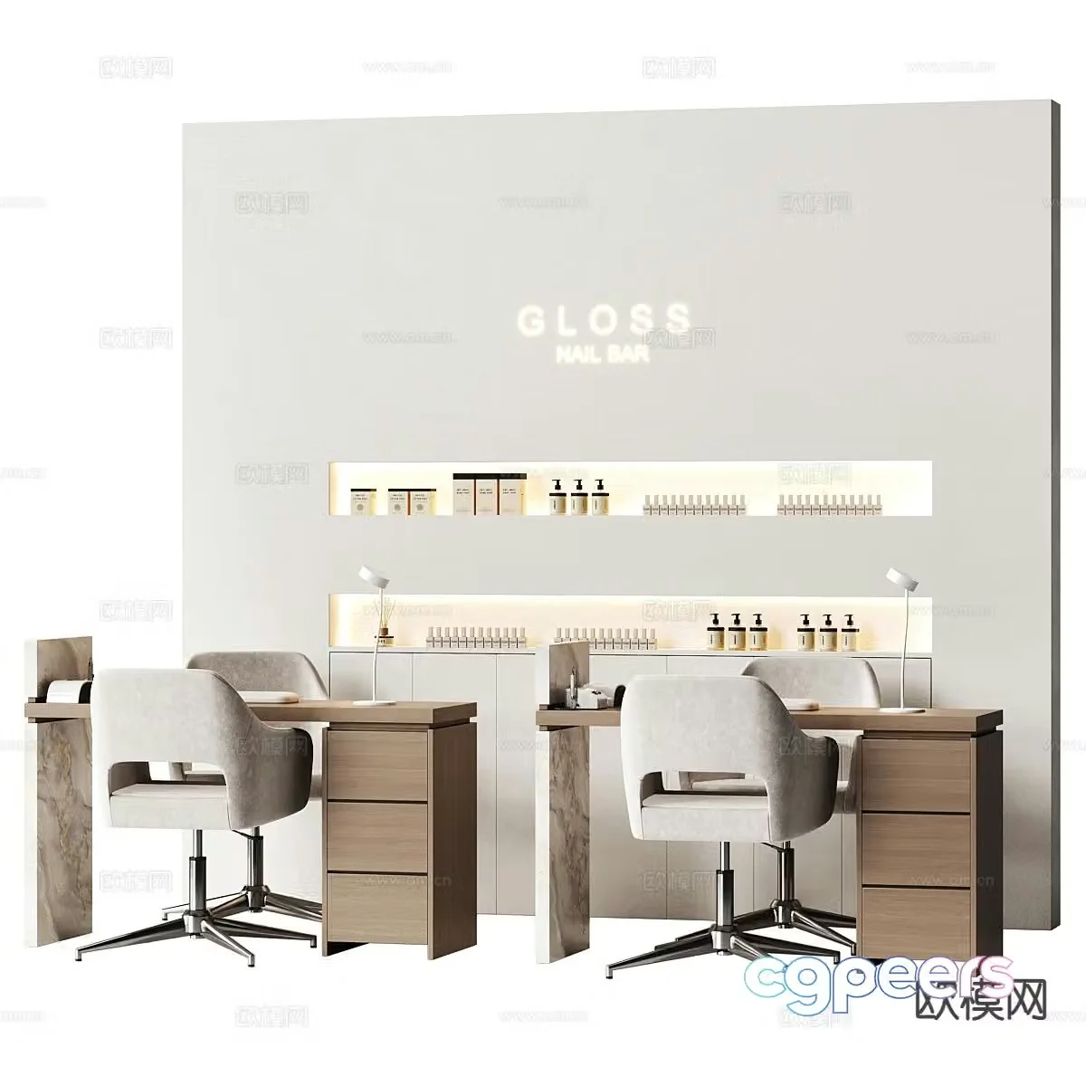 Modern manicure work table manicure salon 3d model