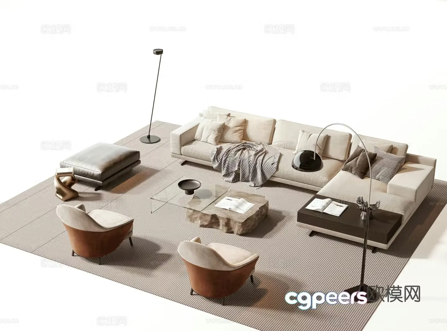 Modern sectional sofa 3d model