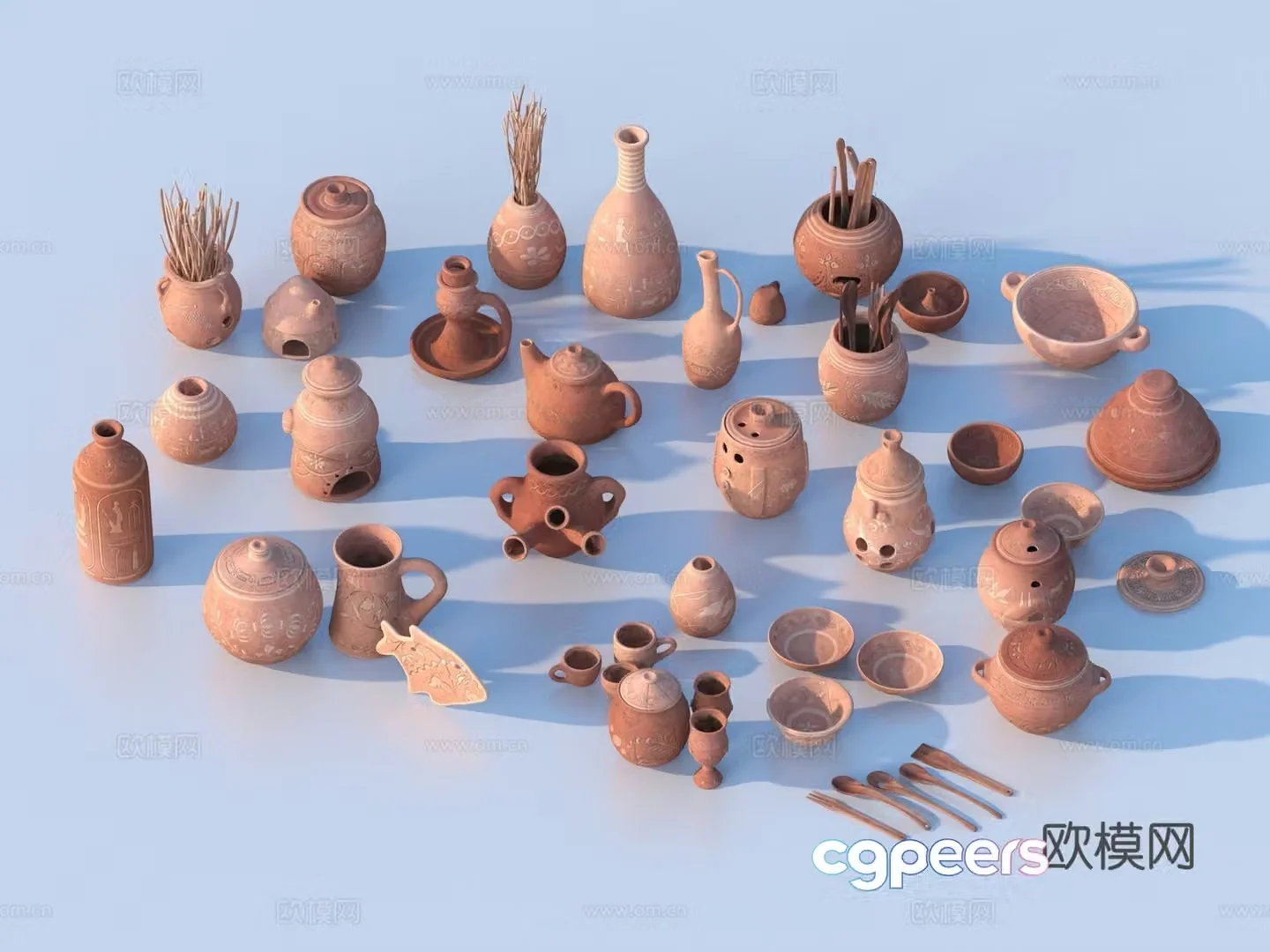 Clay pot earthen pot jar clay pot porcelain clay vessel 3d model