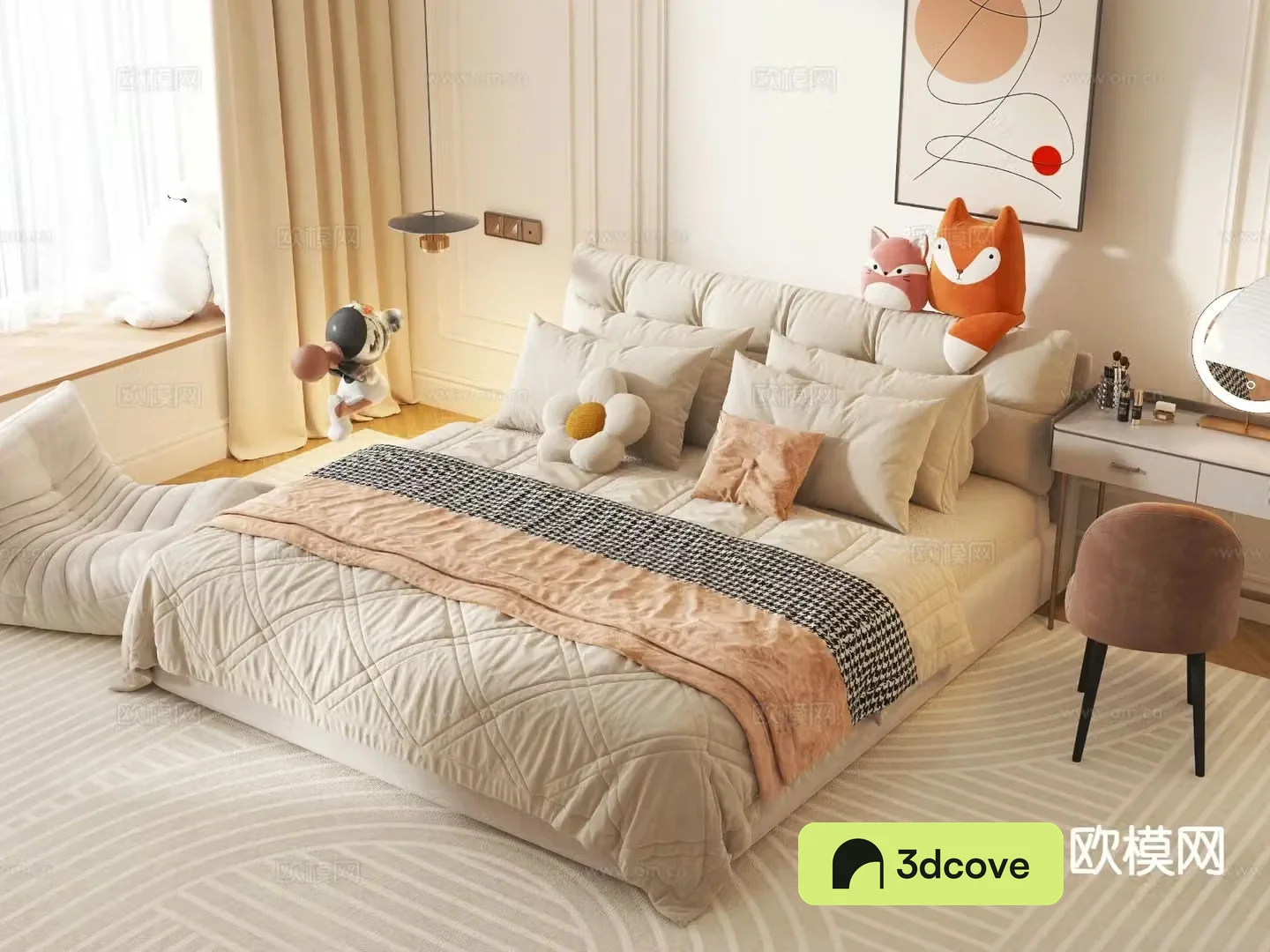 Cream style double bed