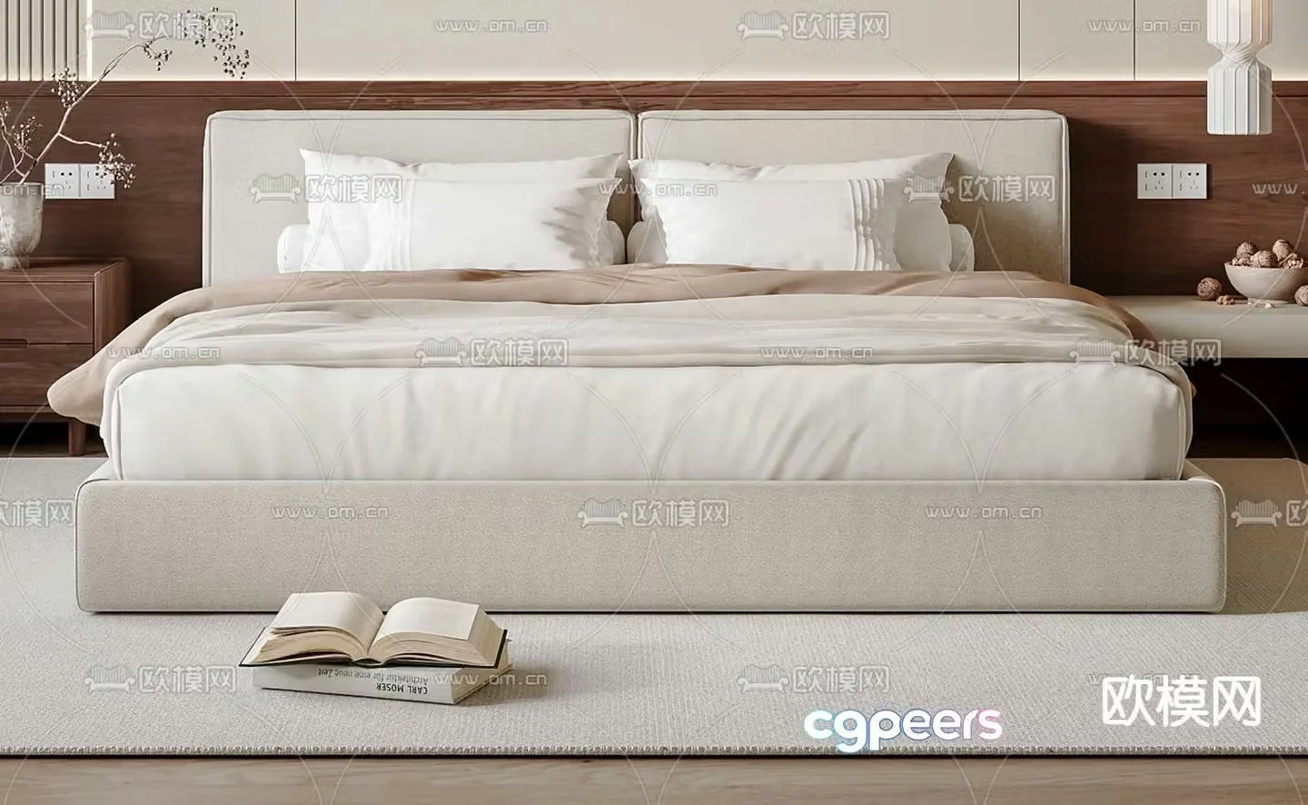 Wabi-sabi double bed 3d model