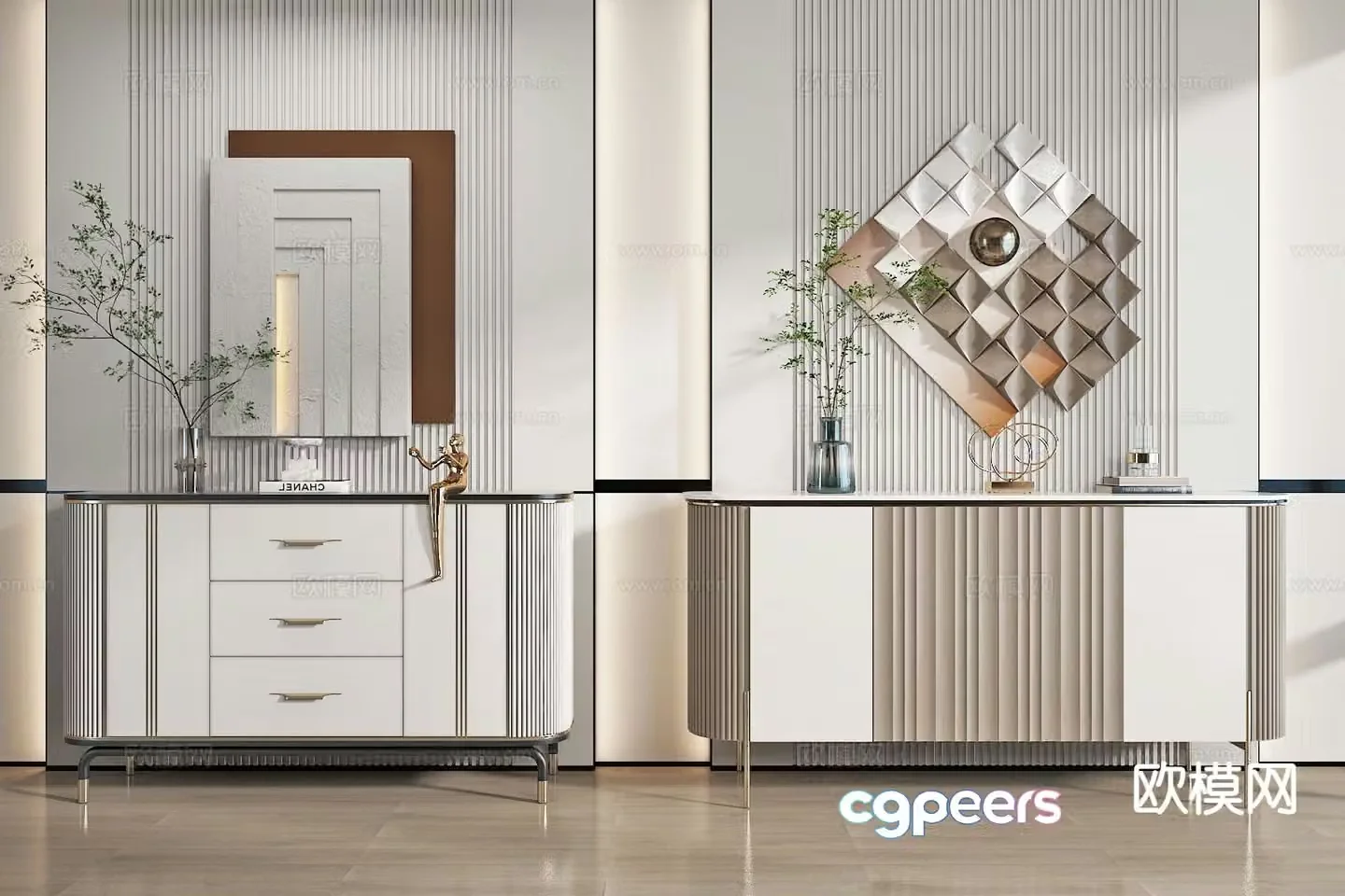 Modern side cabinet entrance cabinet 3d model