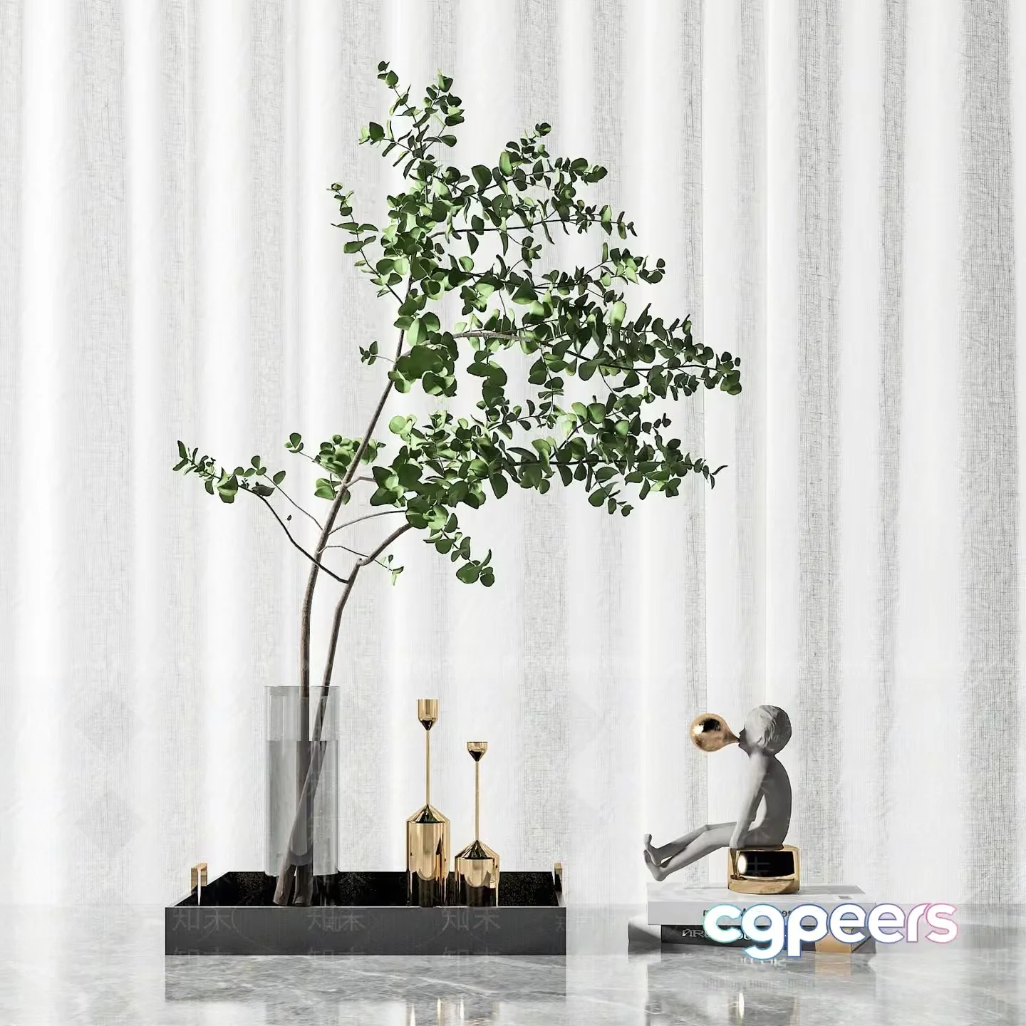 Modern Minimalist Decor 3D Model – 4733 – VRAY Render