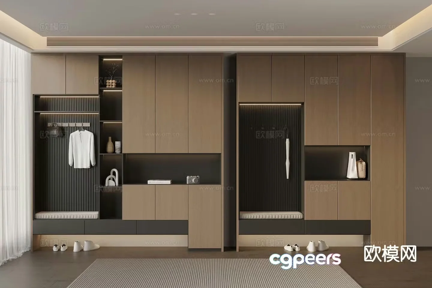 Italian style integrated shoe cabinet 3D model