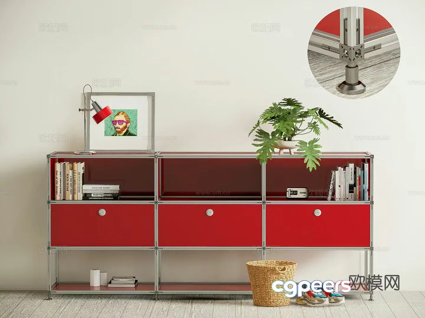 Modern aluminum profile storage cabinet Bauhaus file cabinet decorative side cabinet 3d model