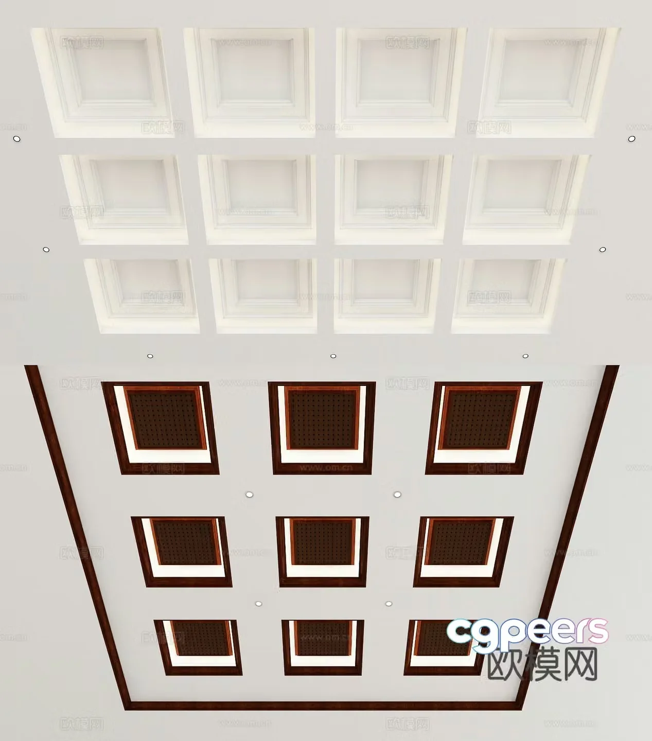 American style suspended ceiling square suspended ceiling modeling ceiling 3d model