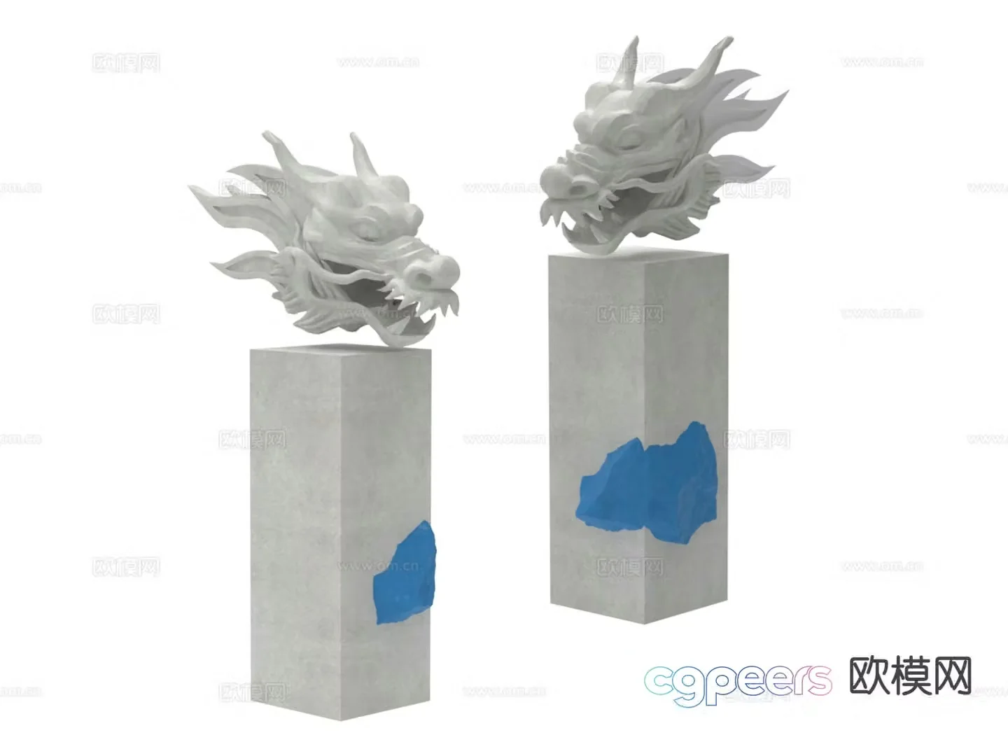 Dragon head sculpture Shenlong ornaments 3D model