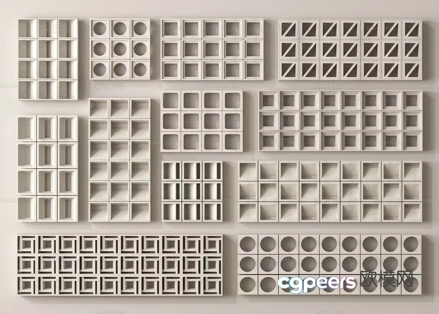 Cement brick partition hollow brick 3d model