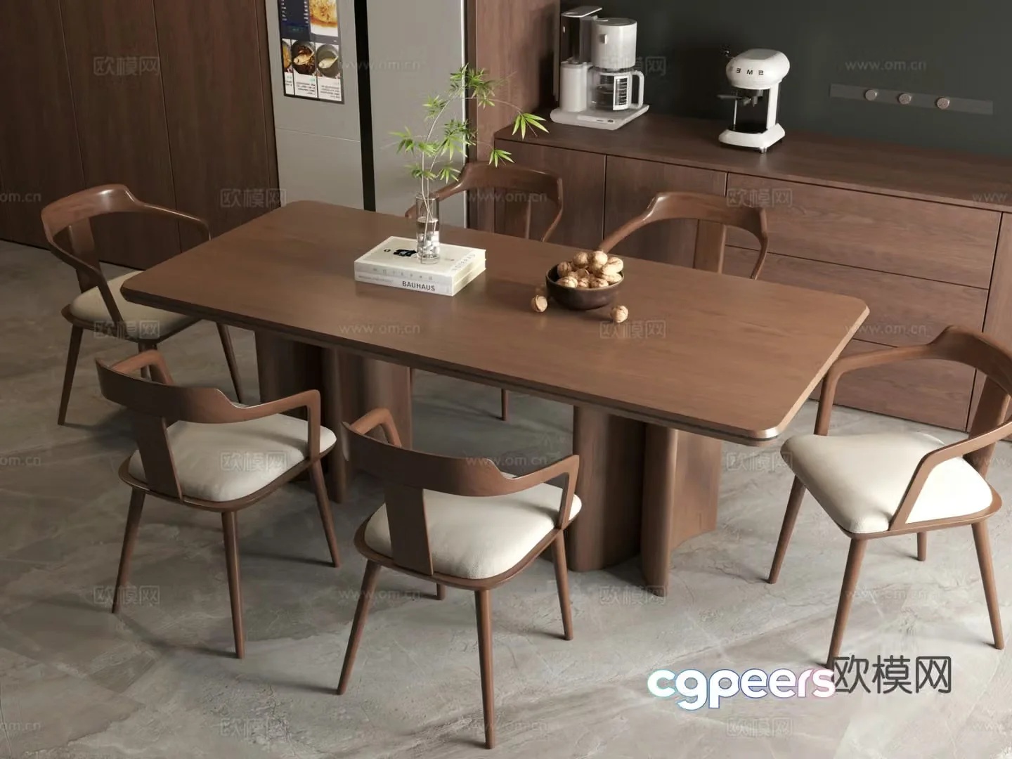 Modern dining table medieval dining table wabi-sabi dining table dining table chair 3d model