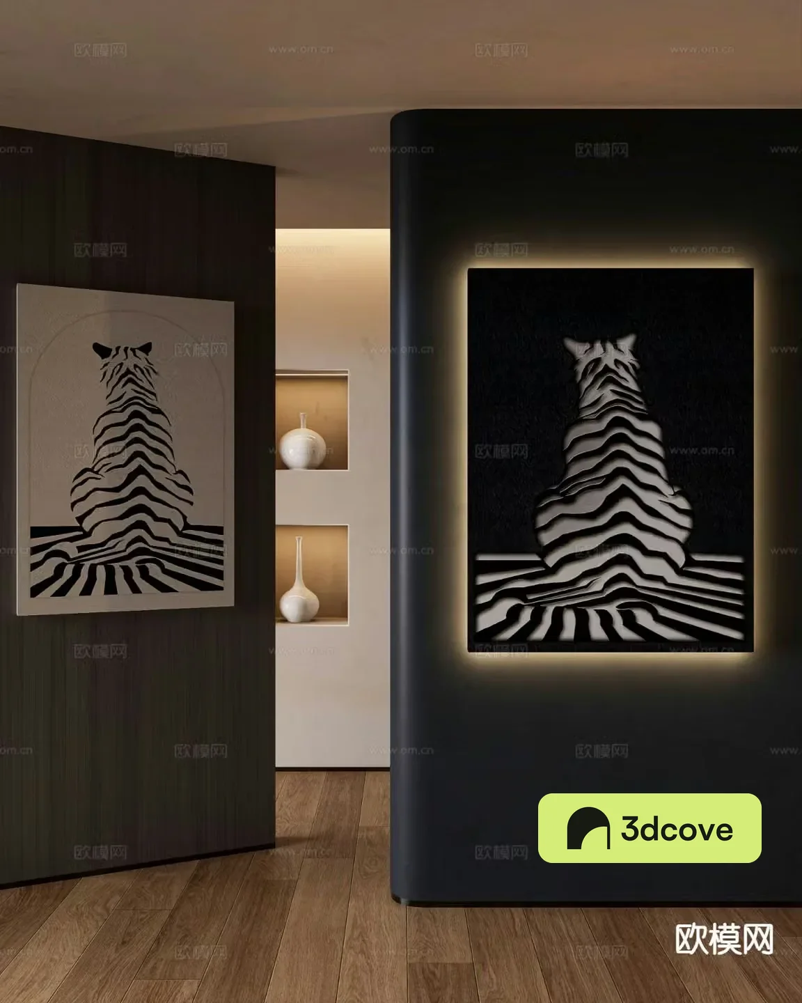 Tiger hanging painting black and white painting animal decorative painting