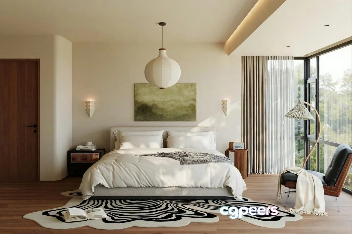 Modern Minimalist Bedroom 3D Model – 6317 – CORONA Render