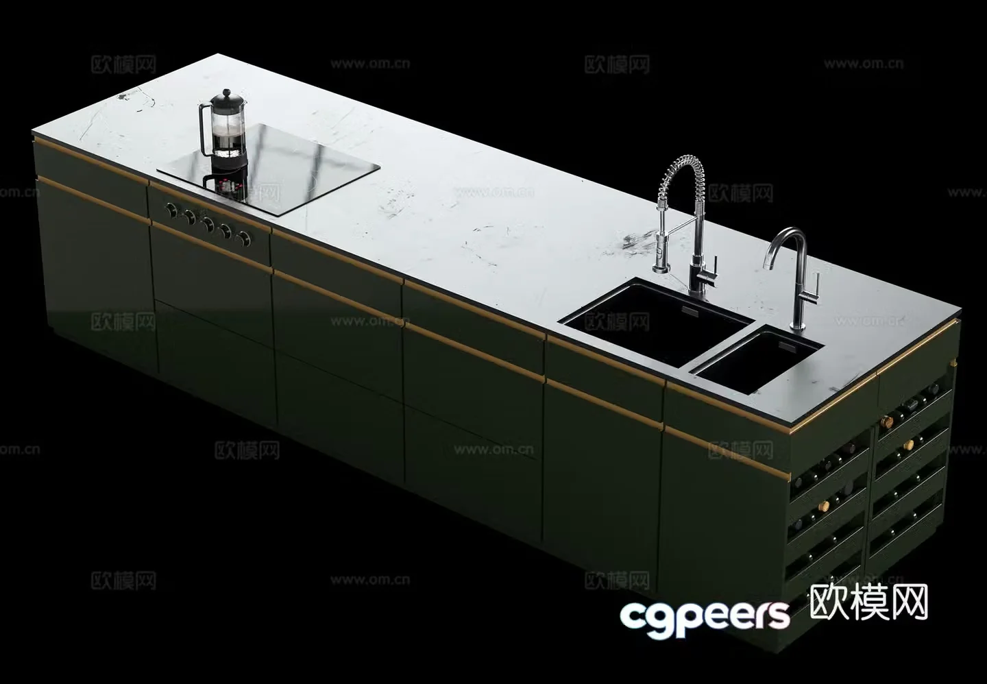 Modern cabinet washbasin 3d model