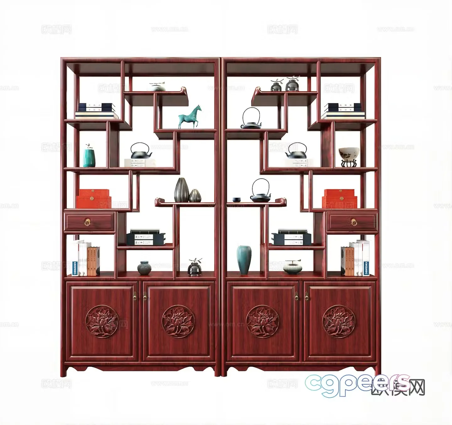 Chinese carved mahogany ancient shelf Chinese mahogany ancient shelf 3D model