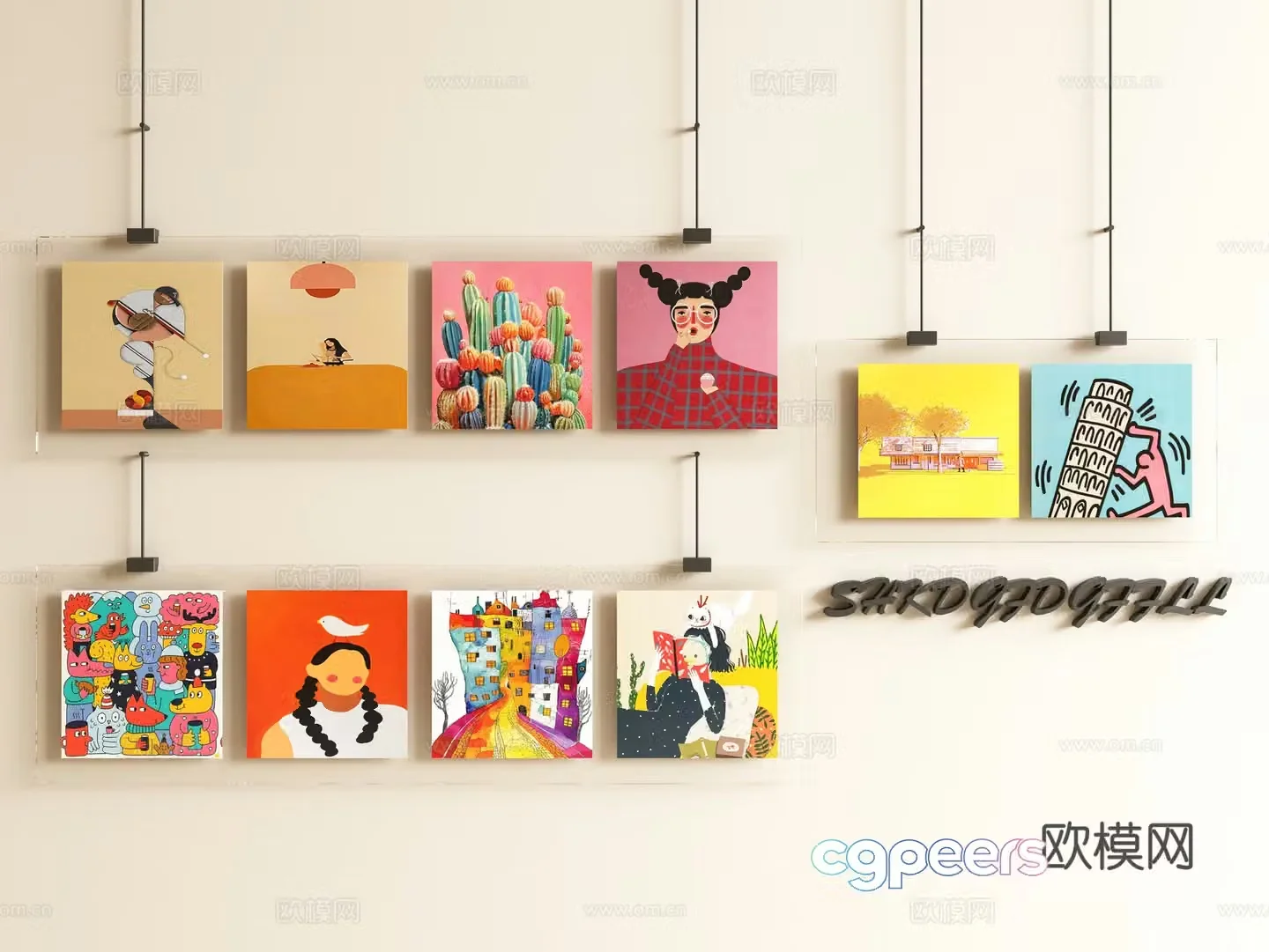 Acrylic decorative paintings Photo wall Hanging paintings Art paintings Borderless hanging paintings 3D model