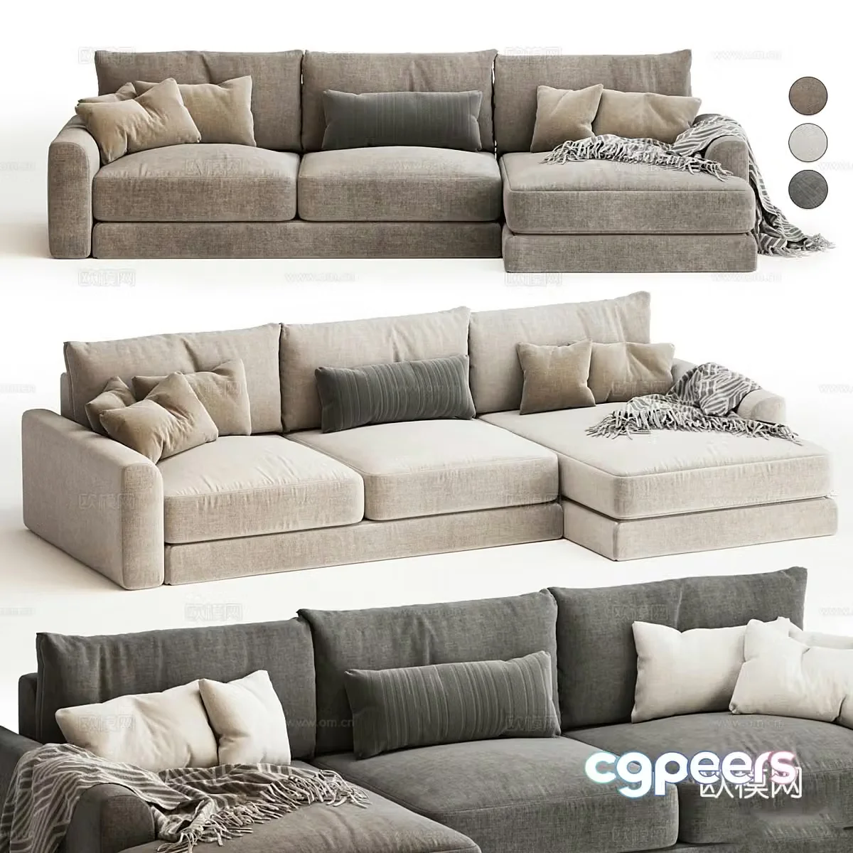 Modern Italian fabric corner sofa 3D model