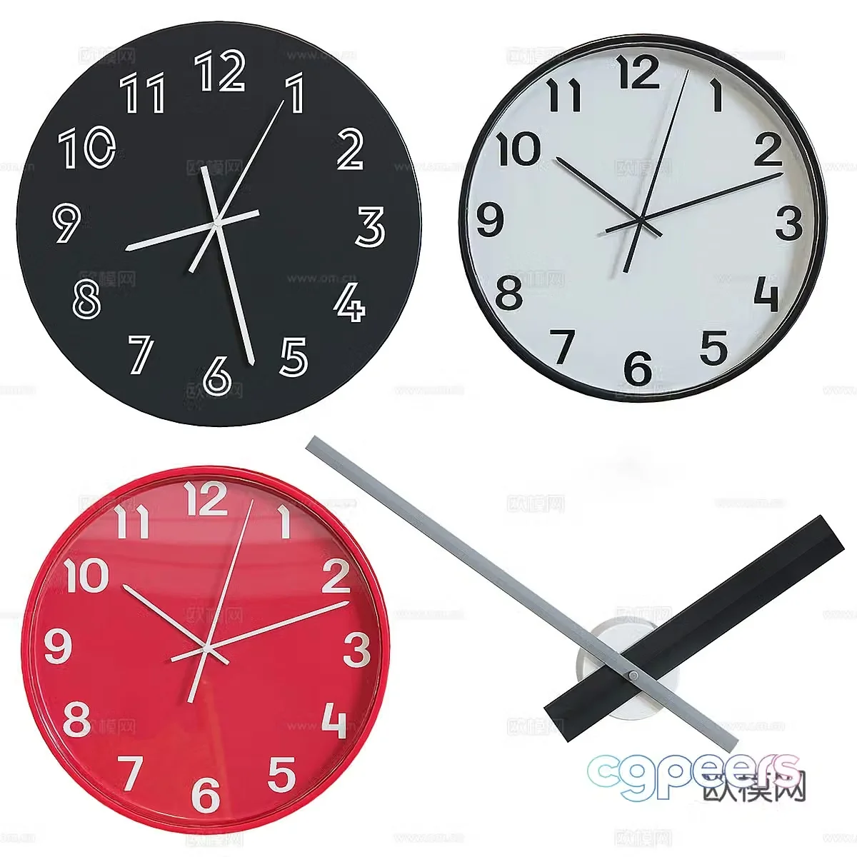 Simple digital clock wall clock clock 3d model
