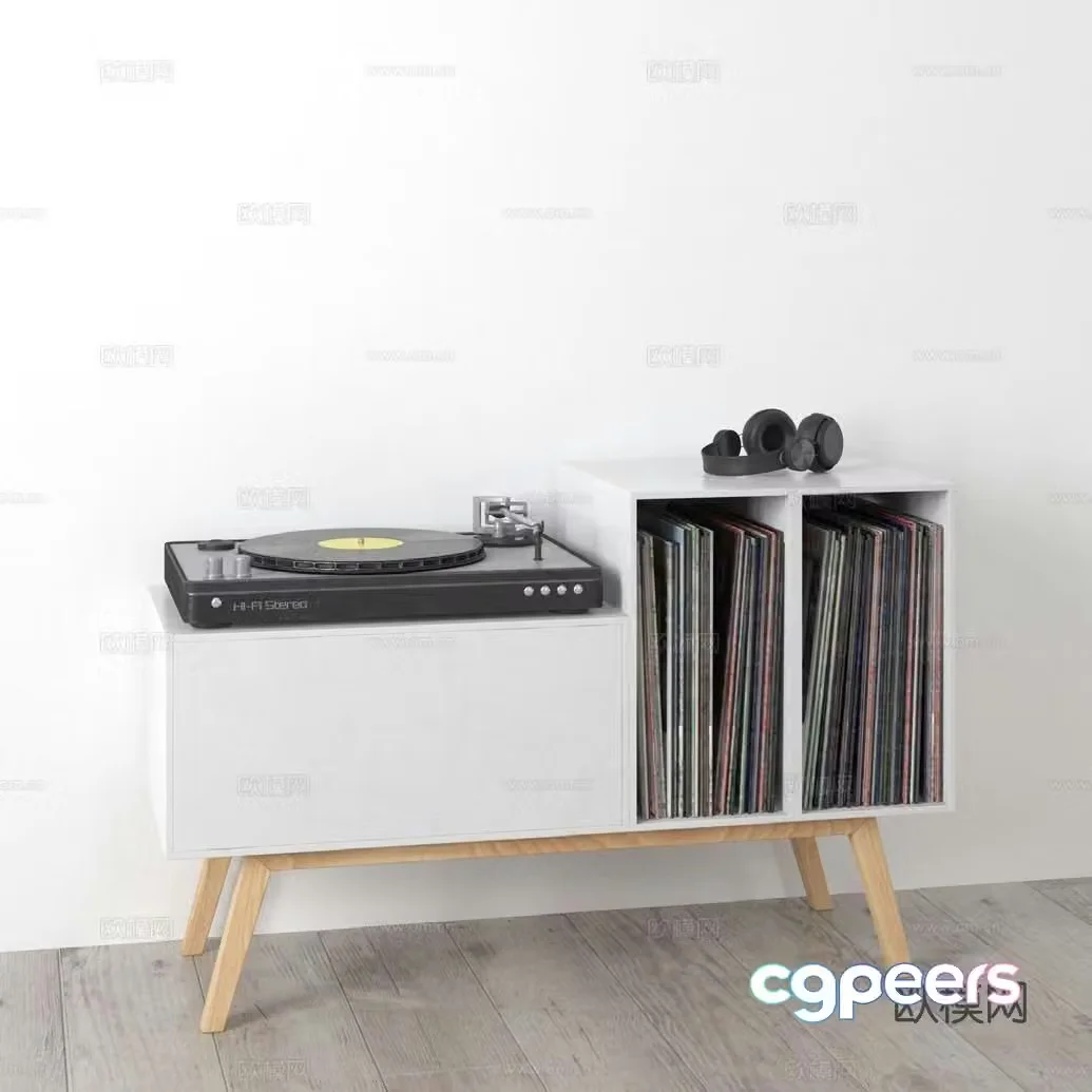 Modern gramophone low cabinet magazine cabinet 3d model