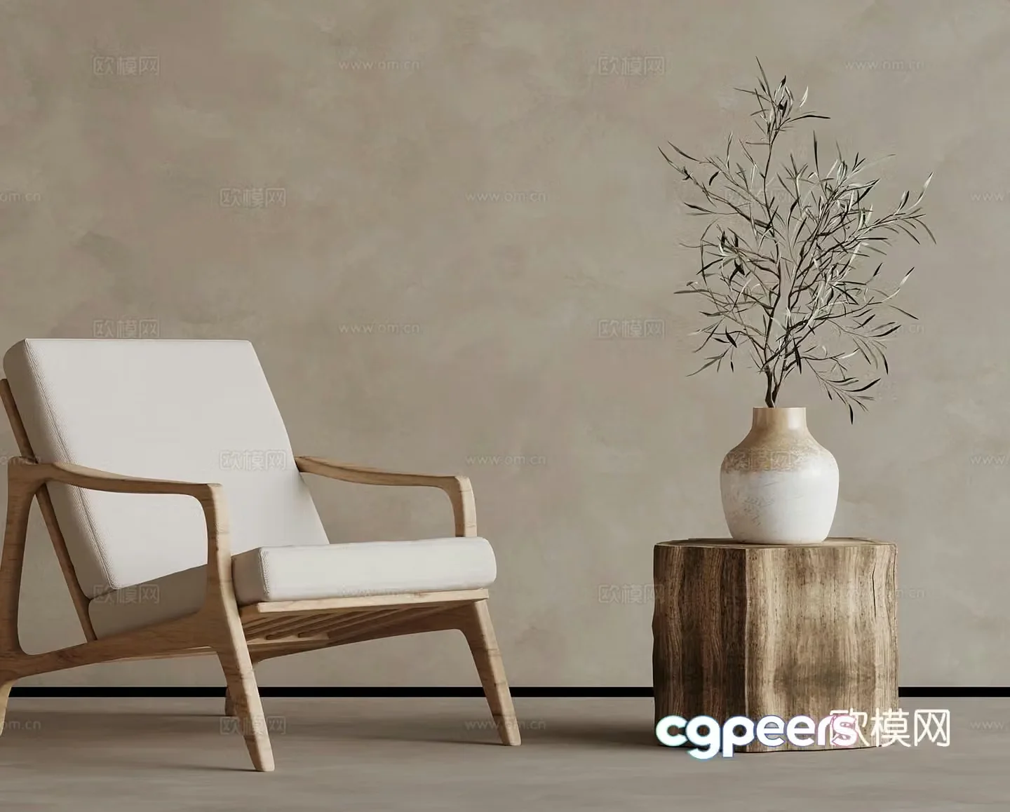 Wabi Sabi leisure chair sofa chair 3d model