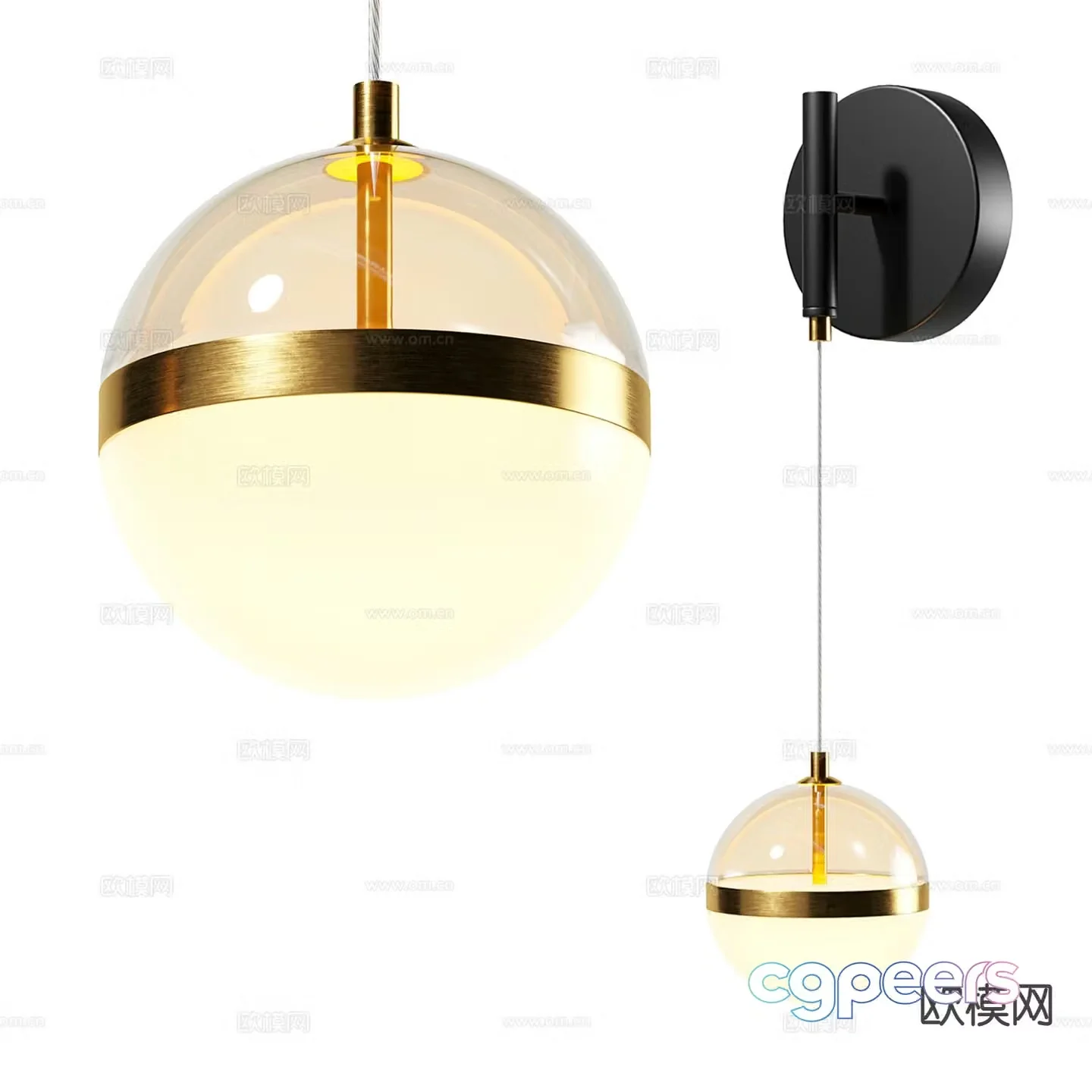 Light luxury wall lamp spherical wall lamp 3D model