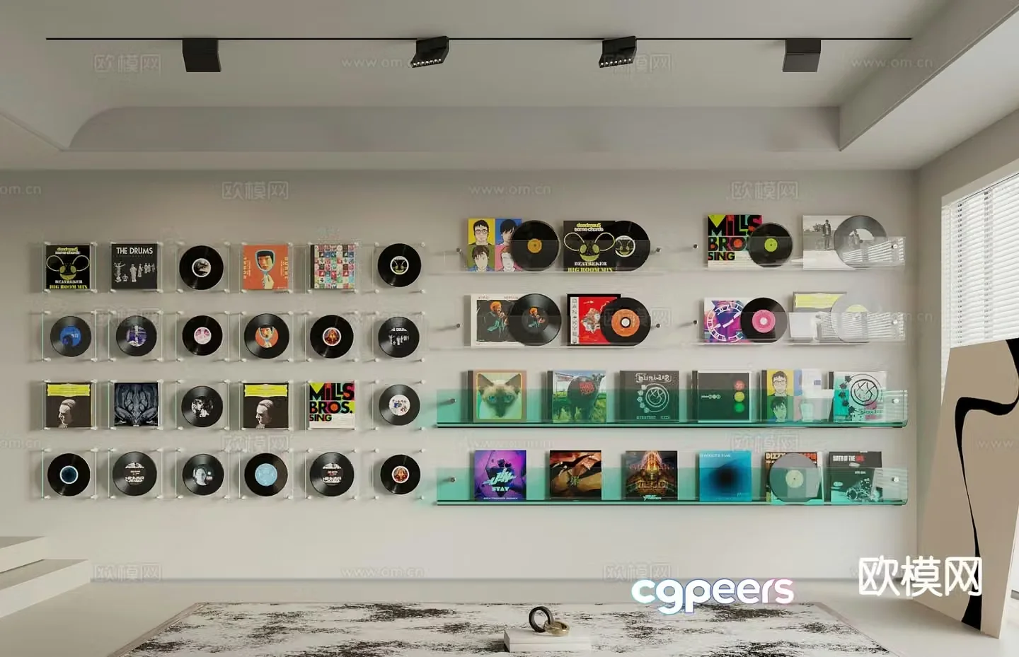 Record ornaments vinyl records compact discs wall ornaments and ornaments 3D model