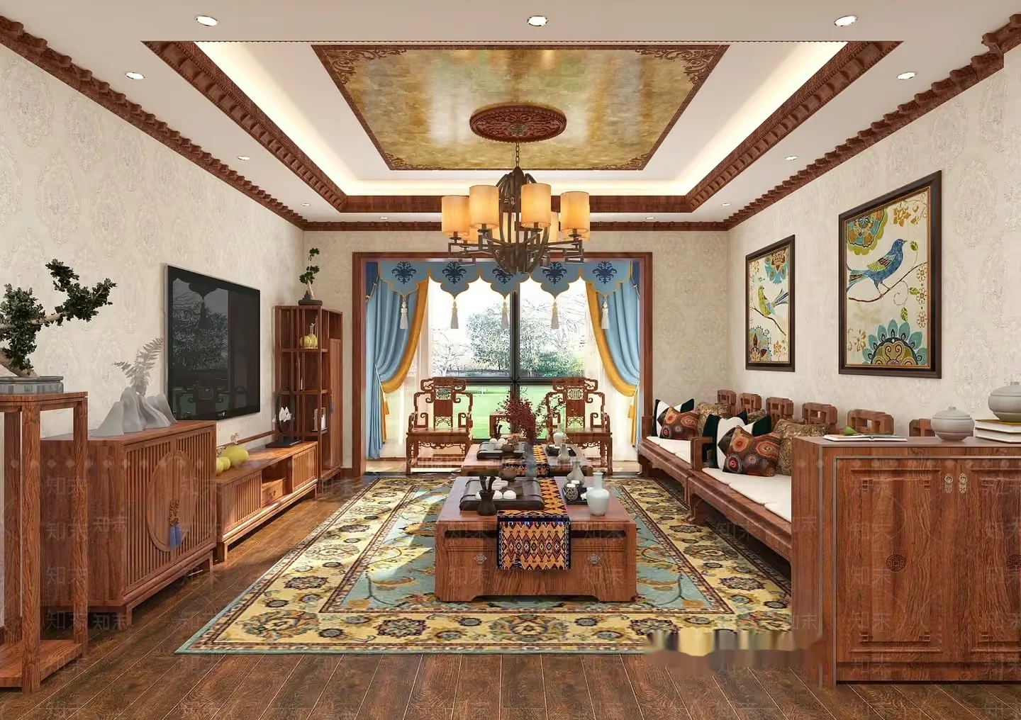 Traditional Asian Living Room 3D Model – 6949 – VRAY Render