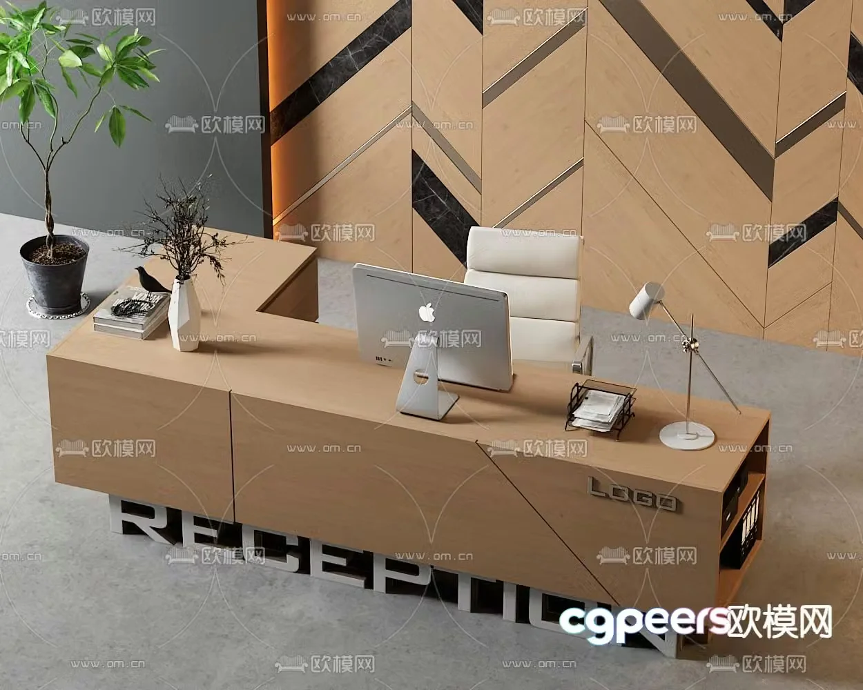 Front desk service desk reception desk information desk 3d model
