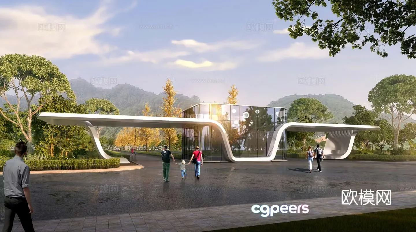 Scenic Area Gate Park Gate 3D Model