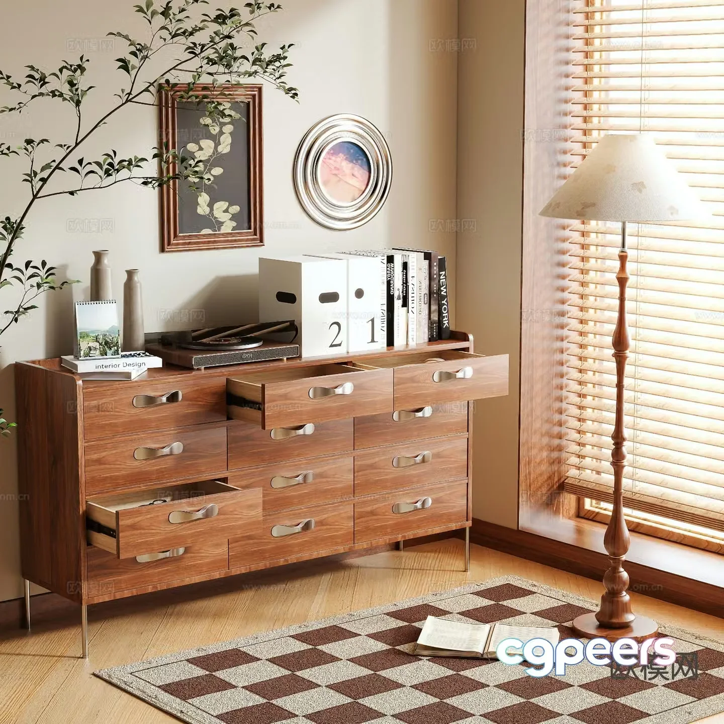 Log chest of drawers 3D model