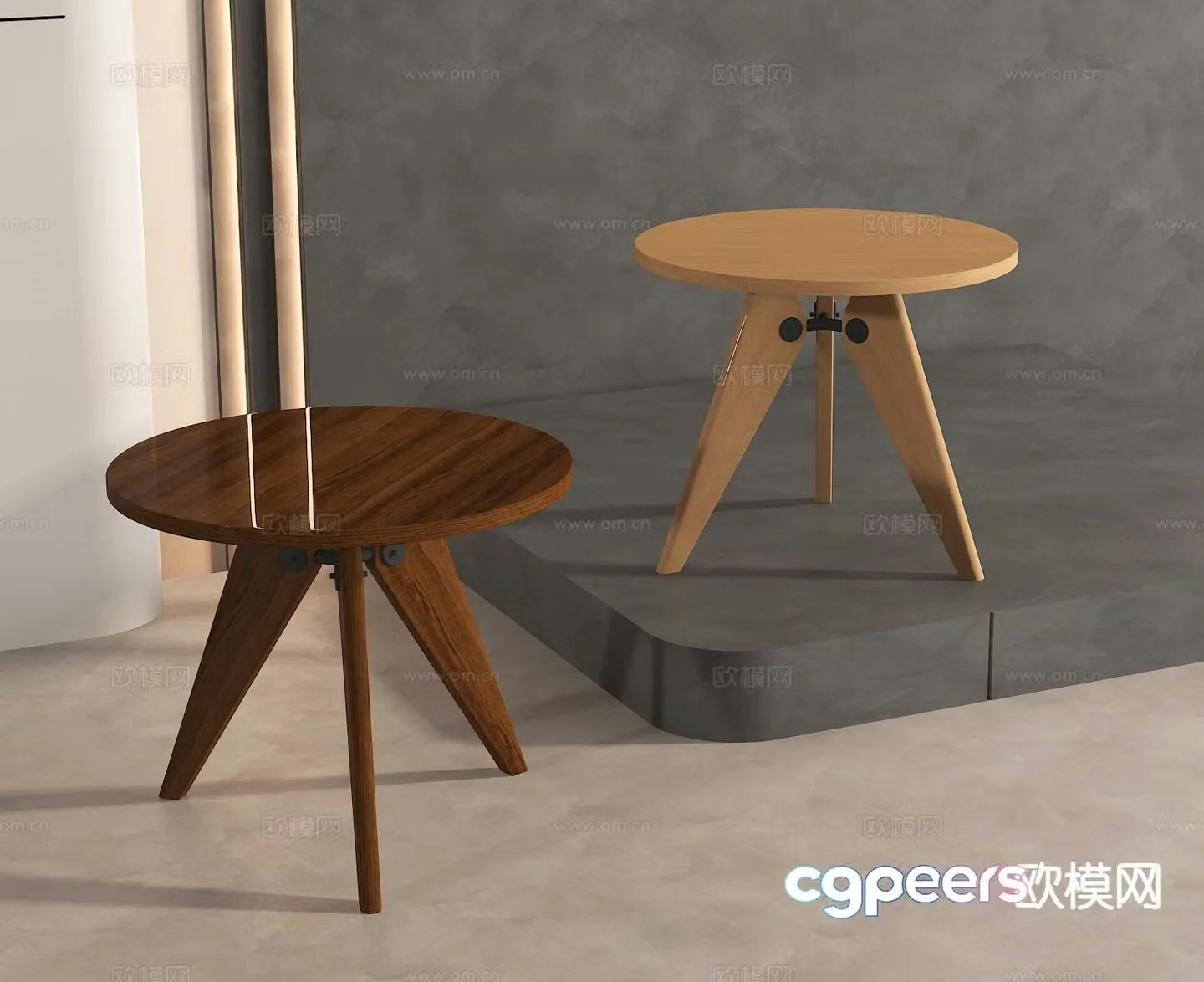 Medieval corner table side table round table table table 3D model
