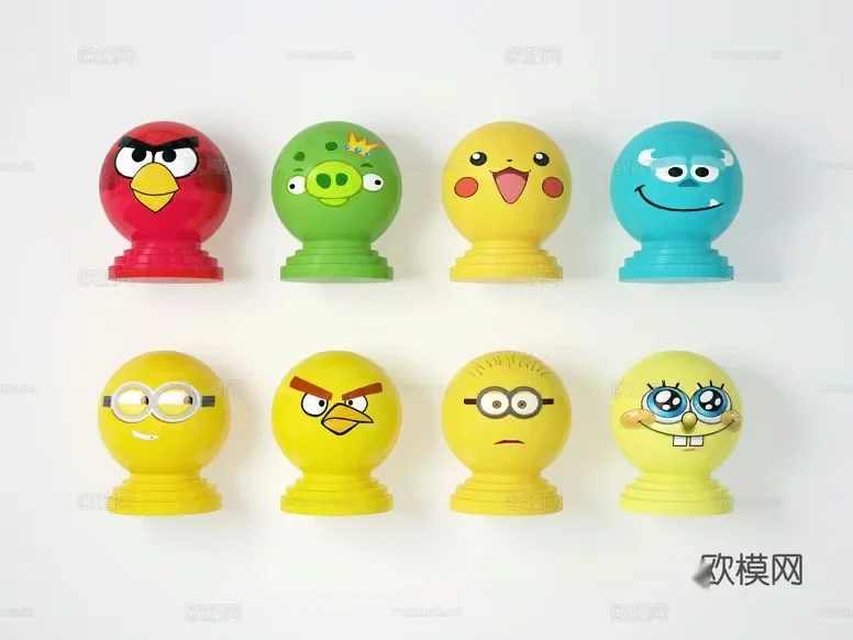 Angry Birds Figurines 3D Model – 6404 – VRAY Render