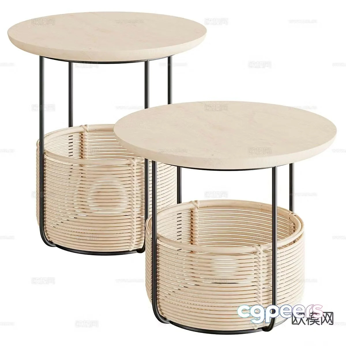 Modern corner table side table round table table table 3D model