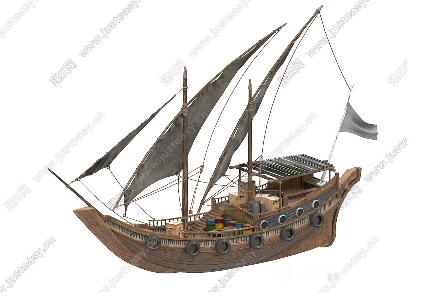 A Wooden Ship 3D Model – 5740 – VRAY Render