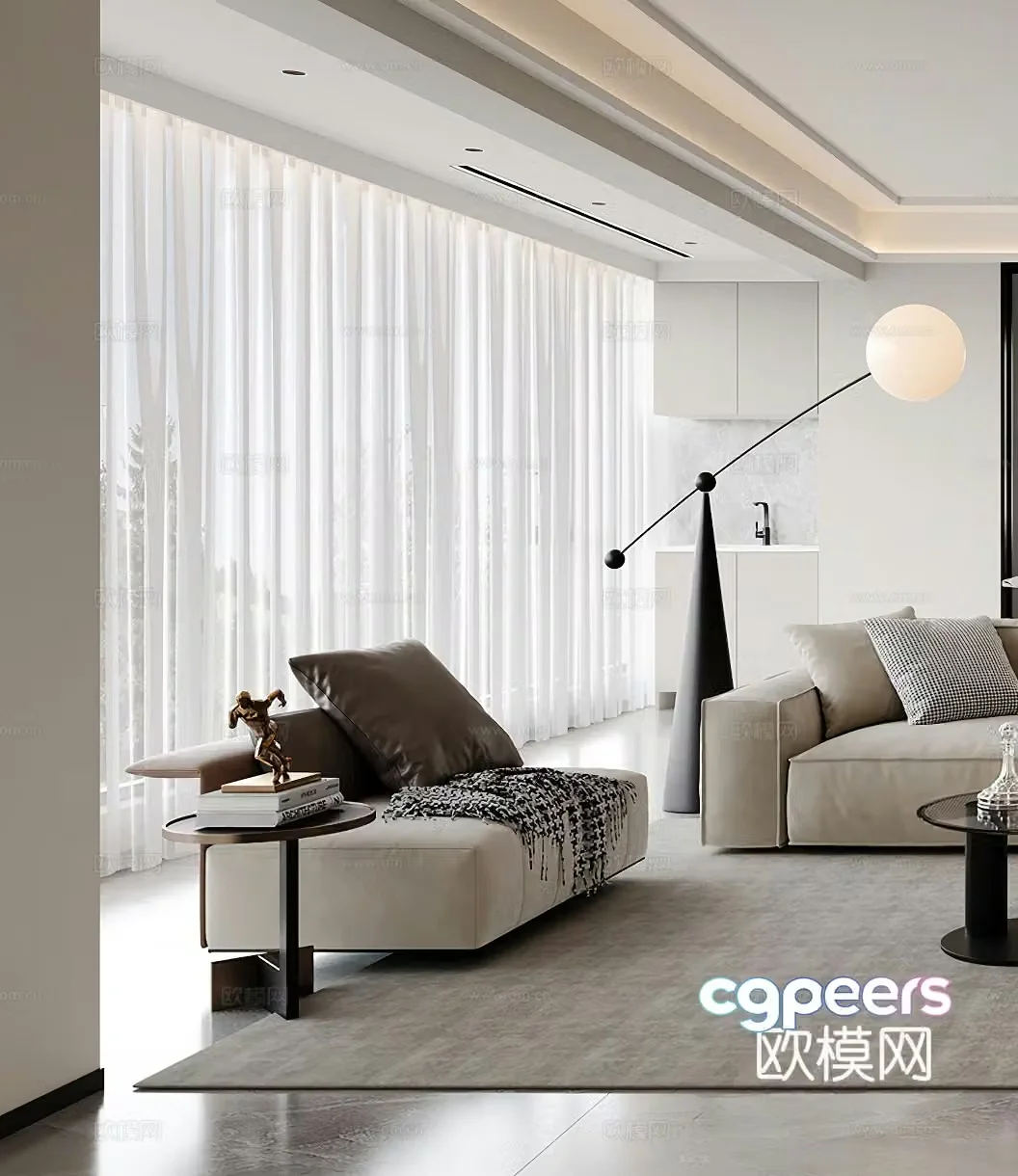 Modern casual sofa leisure chair single chair floor lamp single sofa double sofa 3D model