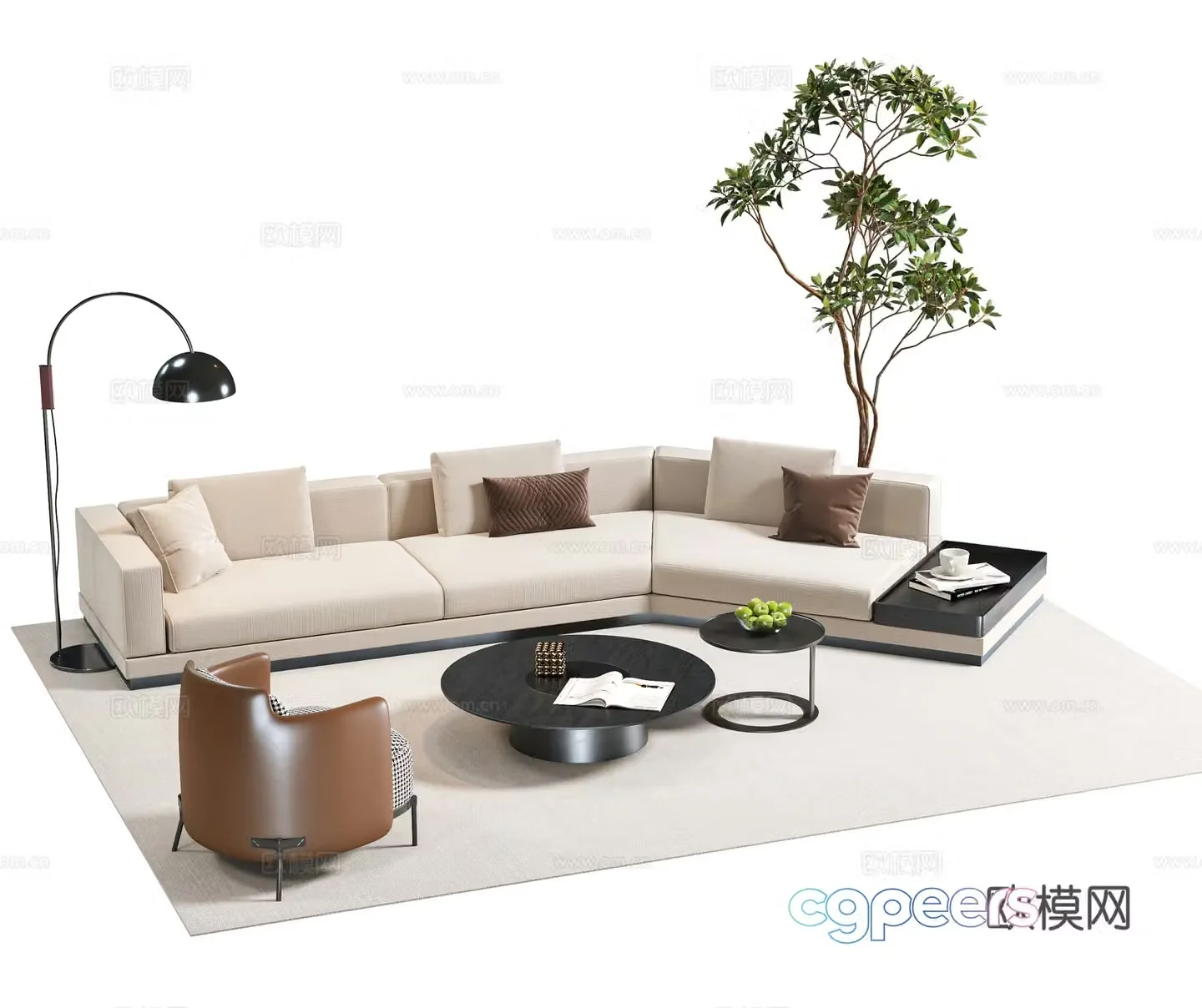 Modern Italian sofa combination office sofa coffee table curved sofa leather sofa Mino3d model