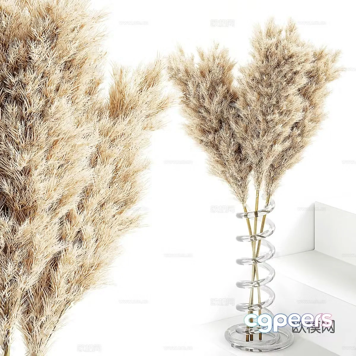 Modern vase flower art dried flowers 3d model