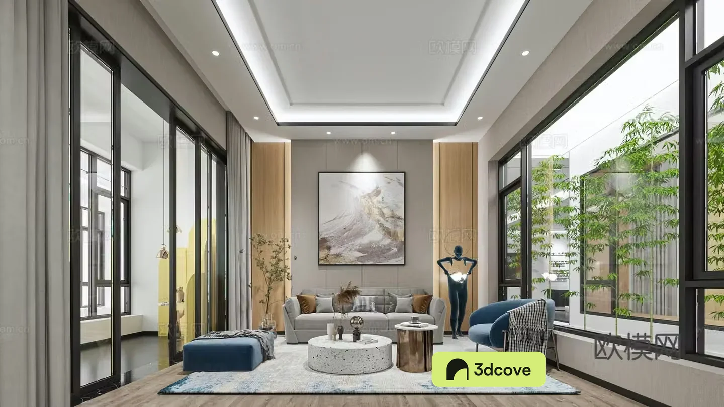 Modern aluminum alloy doors and windows exhibition hall 3D model