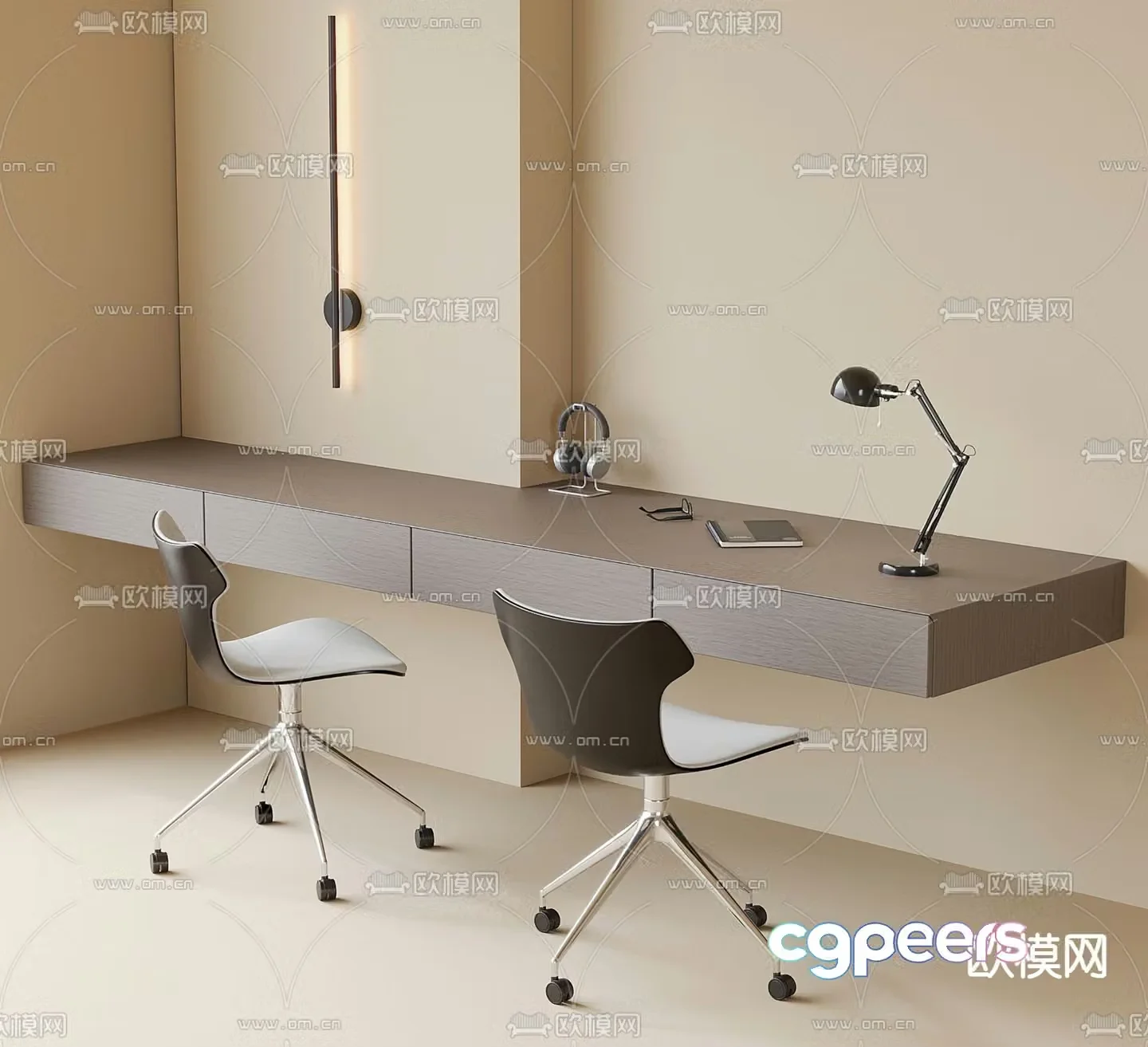Modern desk study table 3d model