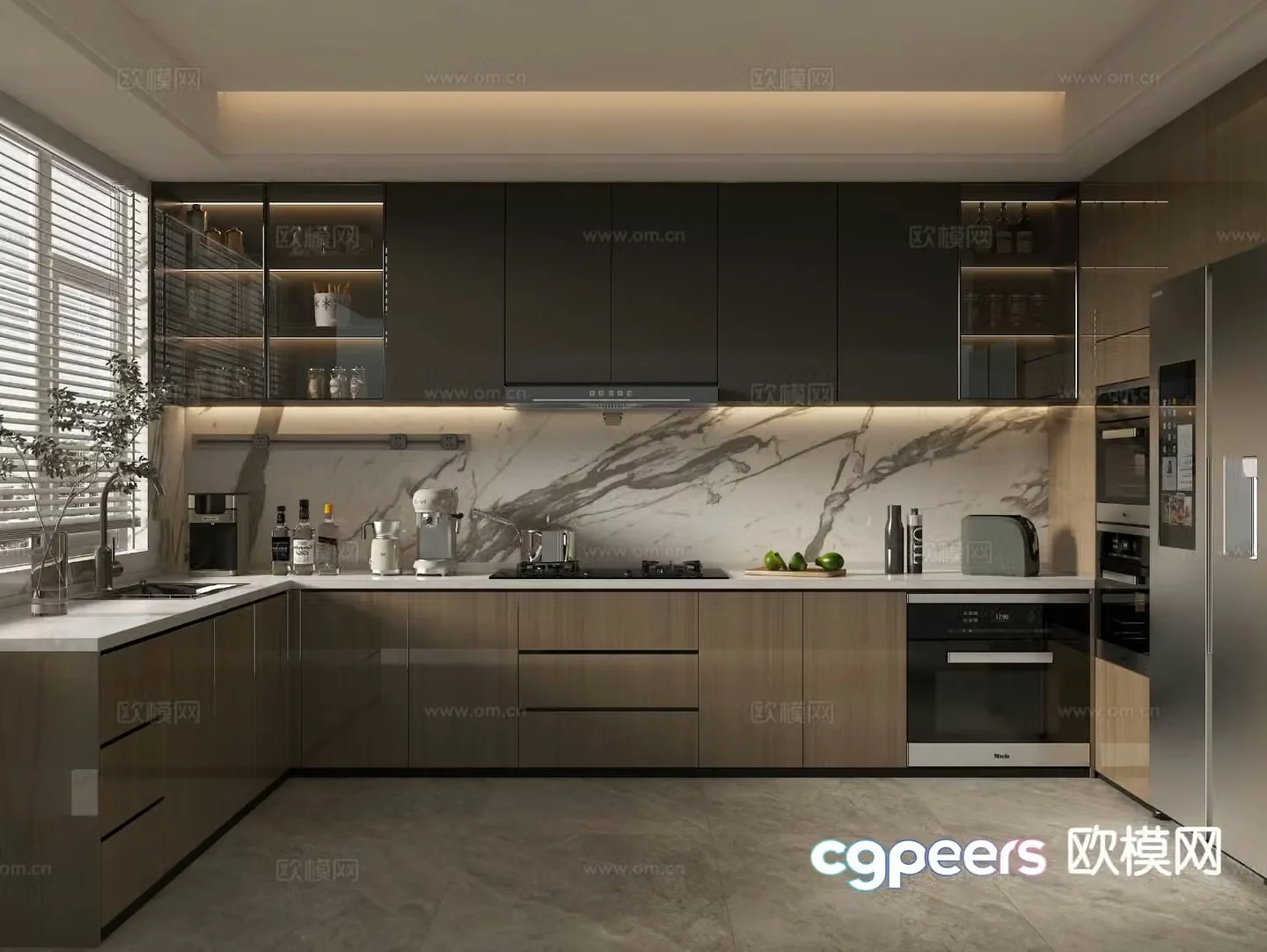 modern kitchen cabinet 3d model