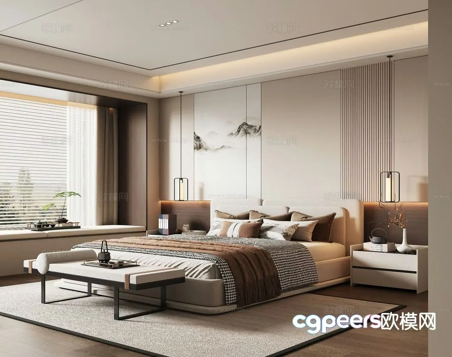 New Chinese style bedroom master bedroom 3d model